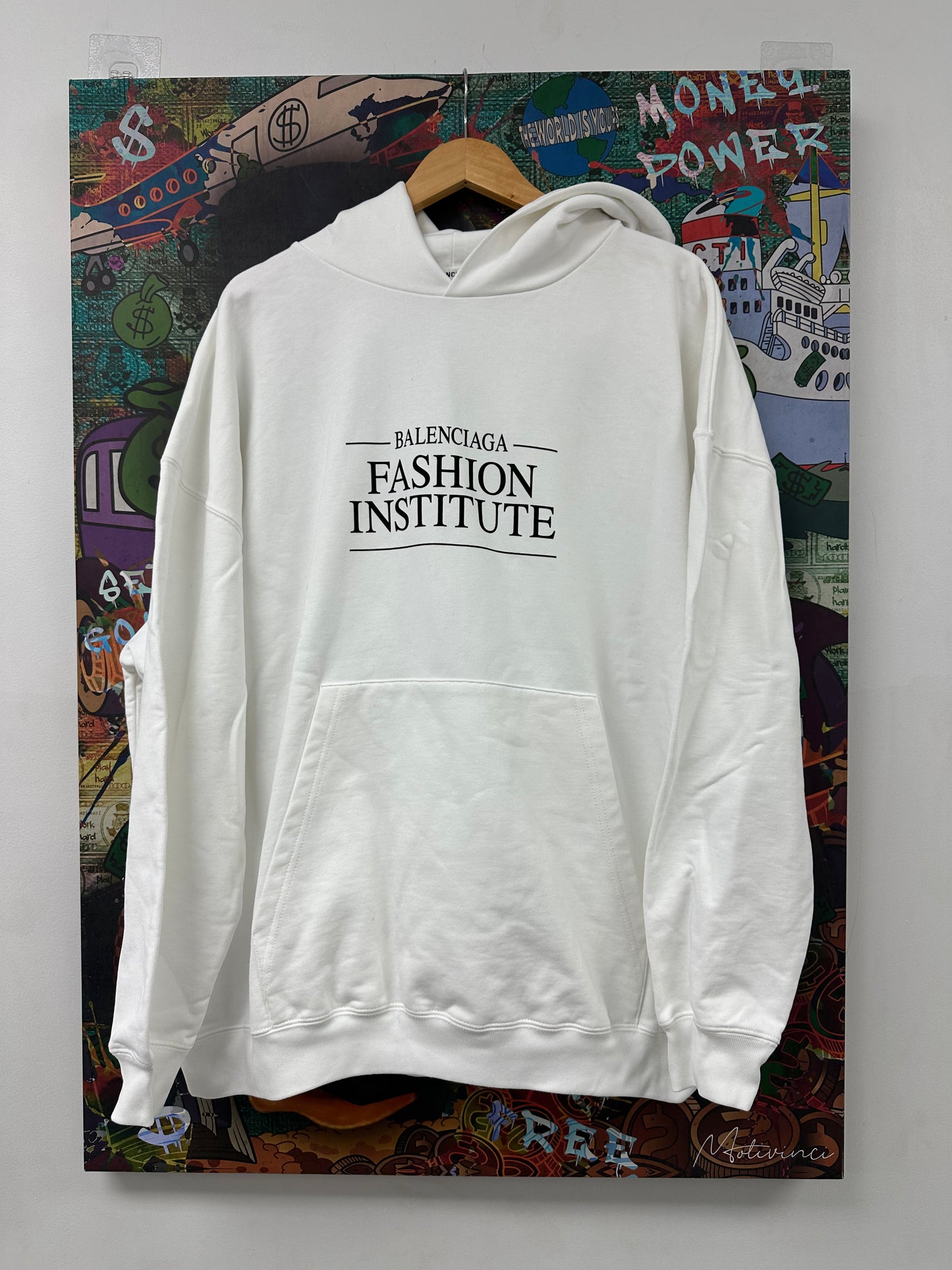 Balenciaga Fashion Institute Hoodie White Black New XS No Tags