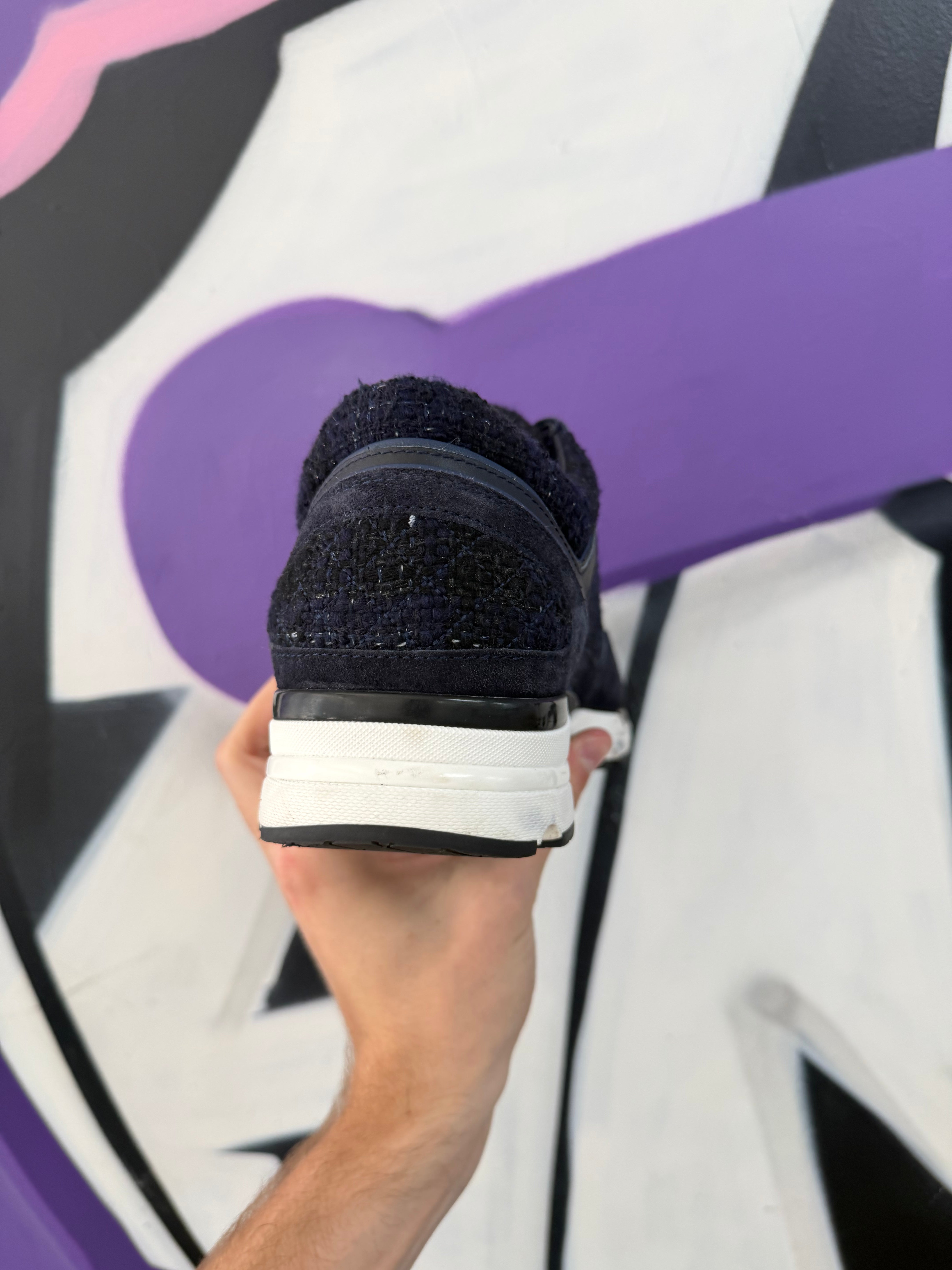 Chanel Navy CC Logo Runner Sneakers