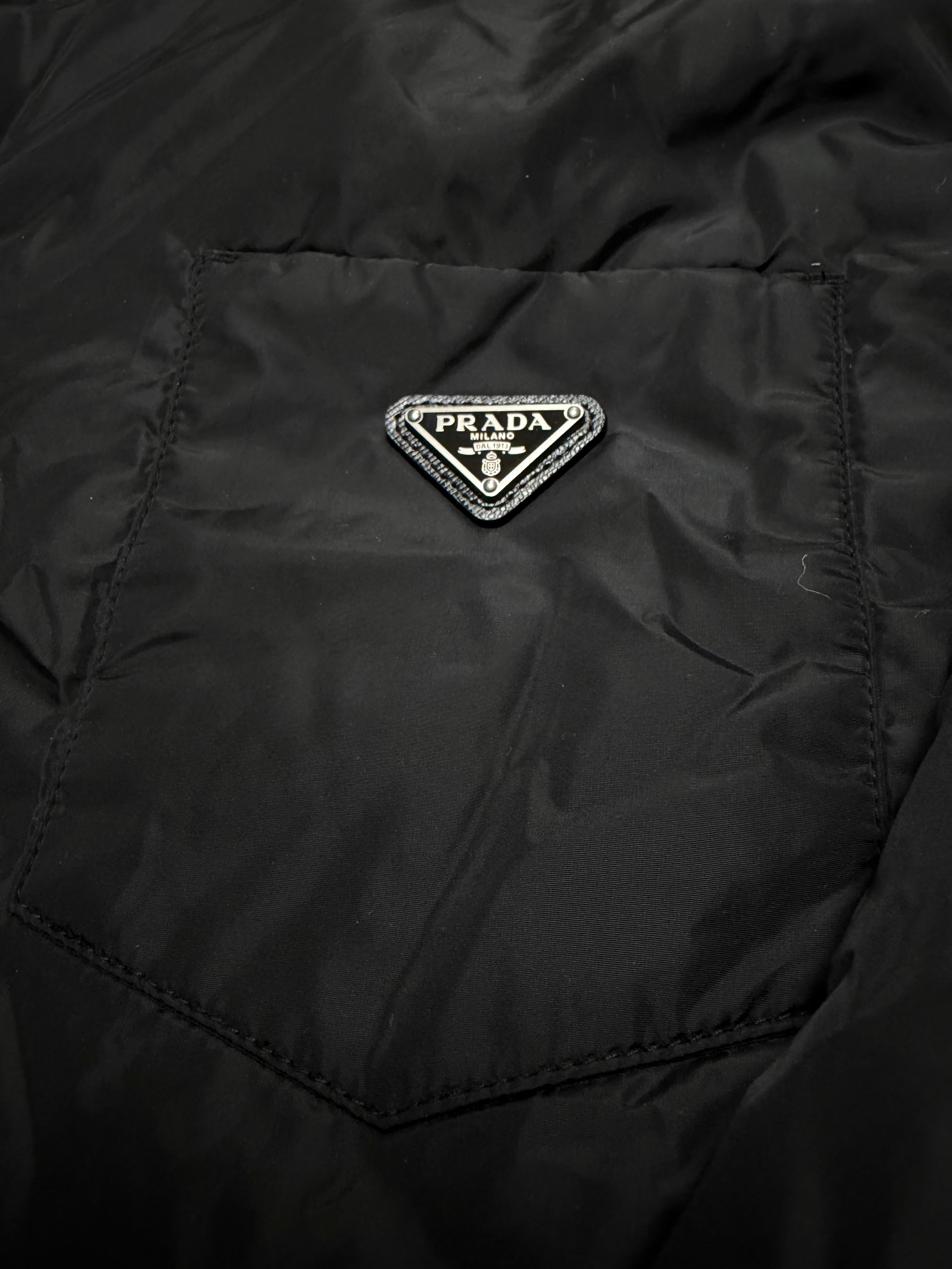 Prada Light Re Nylon Black Padded Button Up Shirt