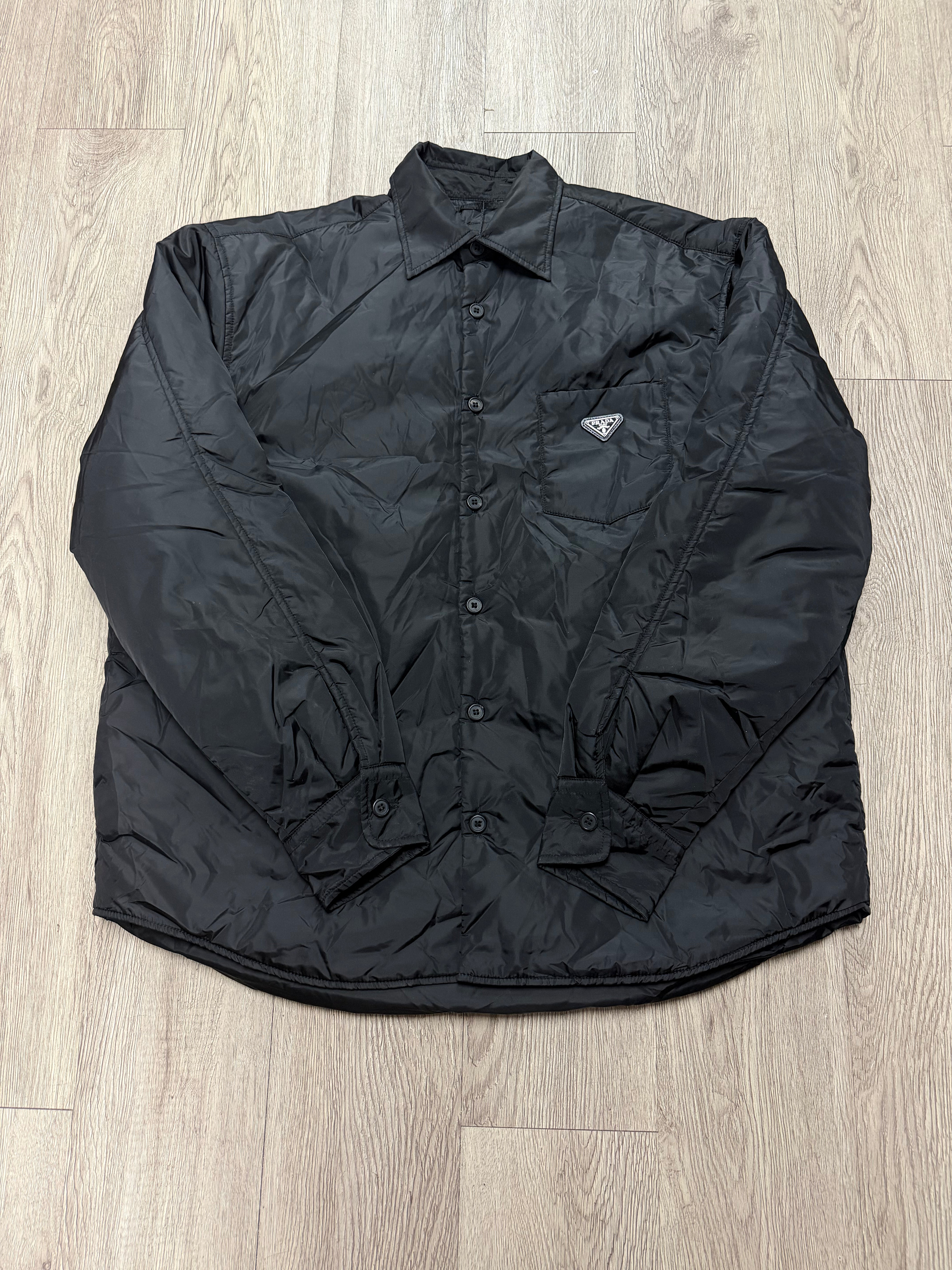 Prada Light Re Nylon Black Padded Button Up Shirt