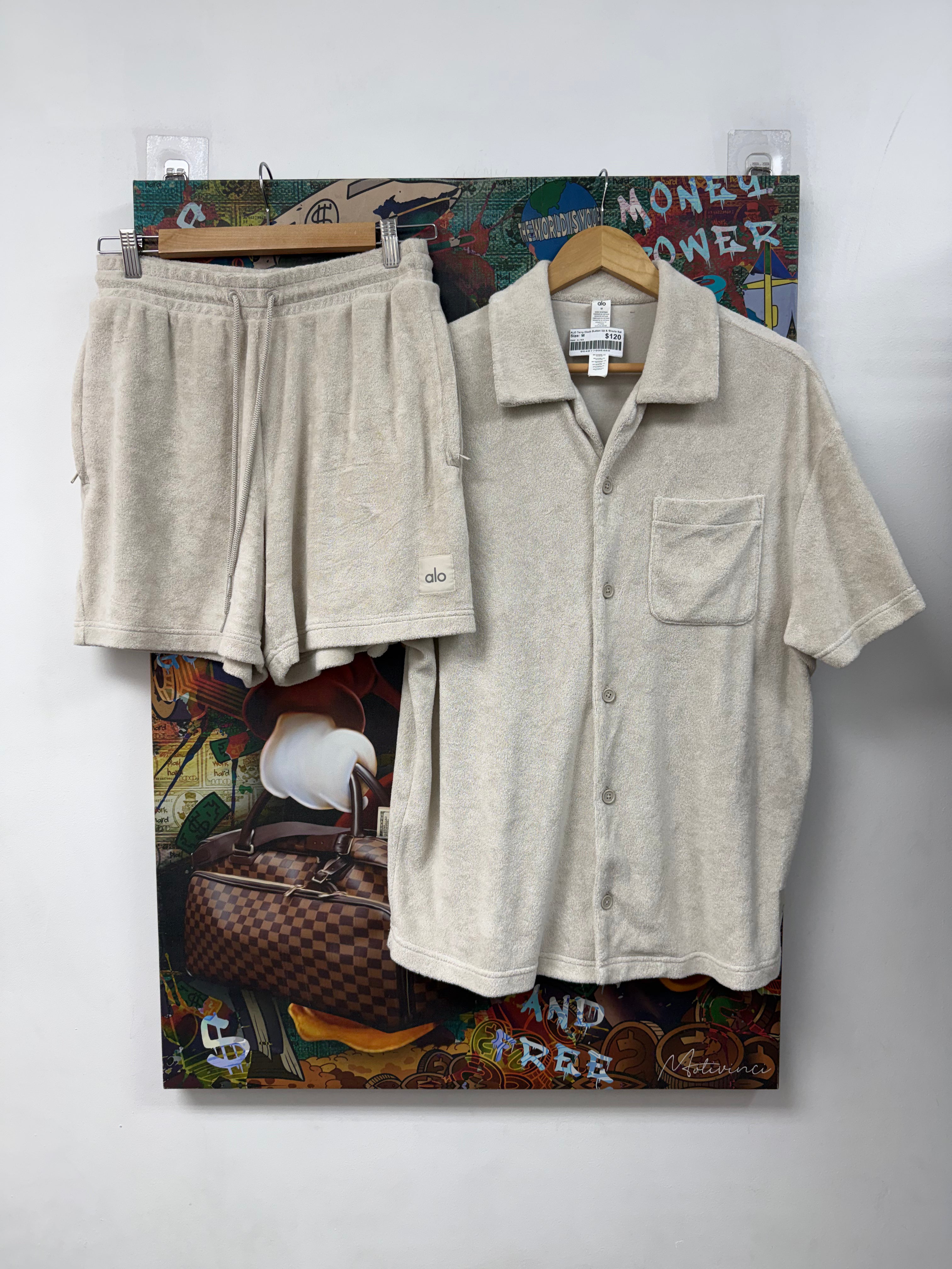 ALO Terry Cloth Button Up & Shorts Set