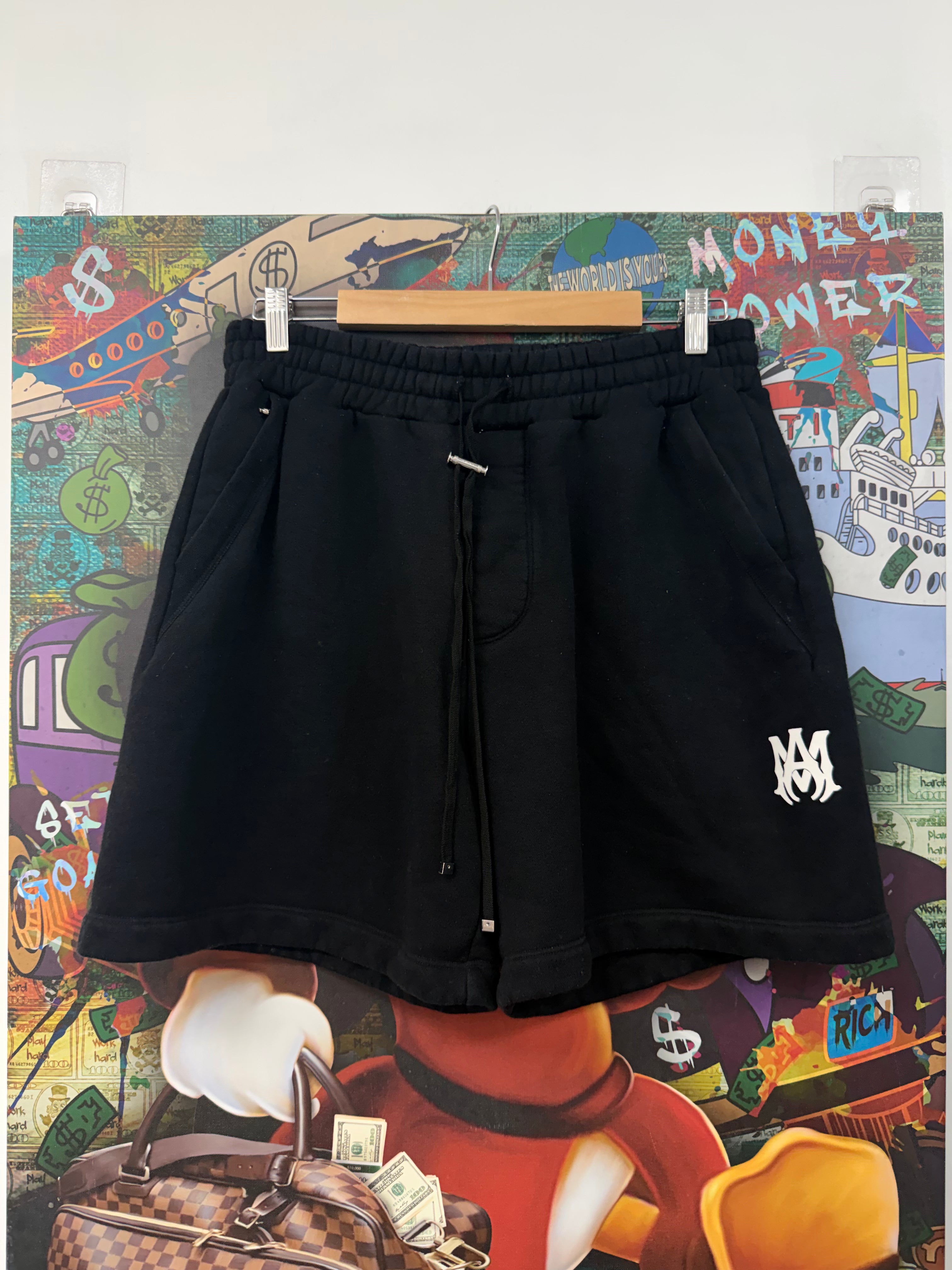 Amiri Black White MA Logo Shorts