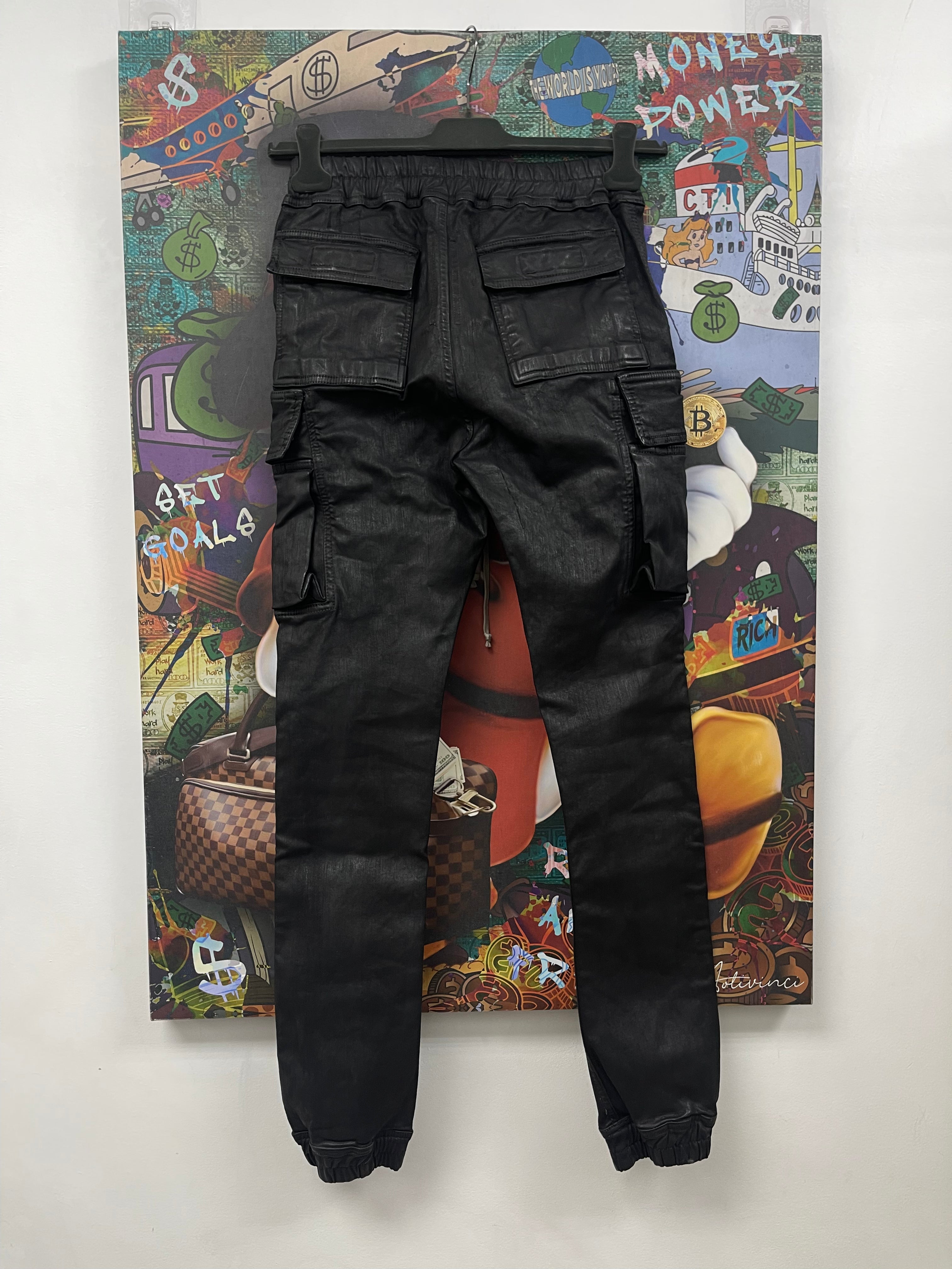 Rick Owens Black Wax Mastodon Cargo Pants