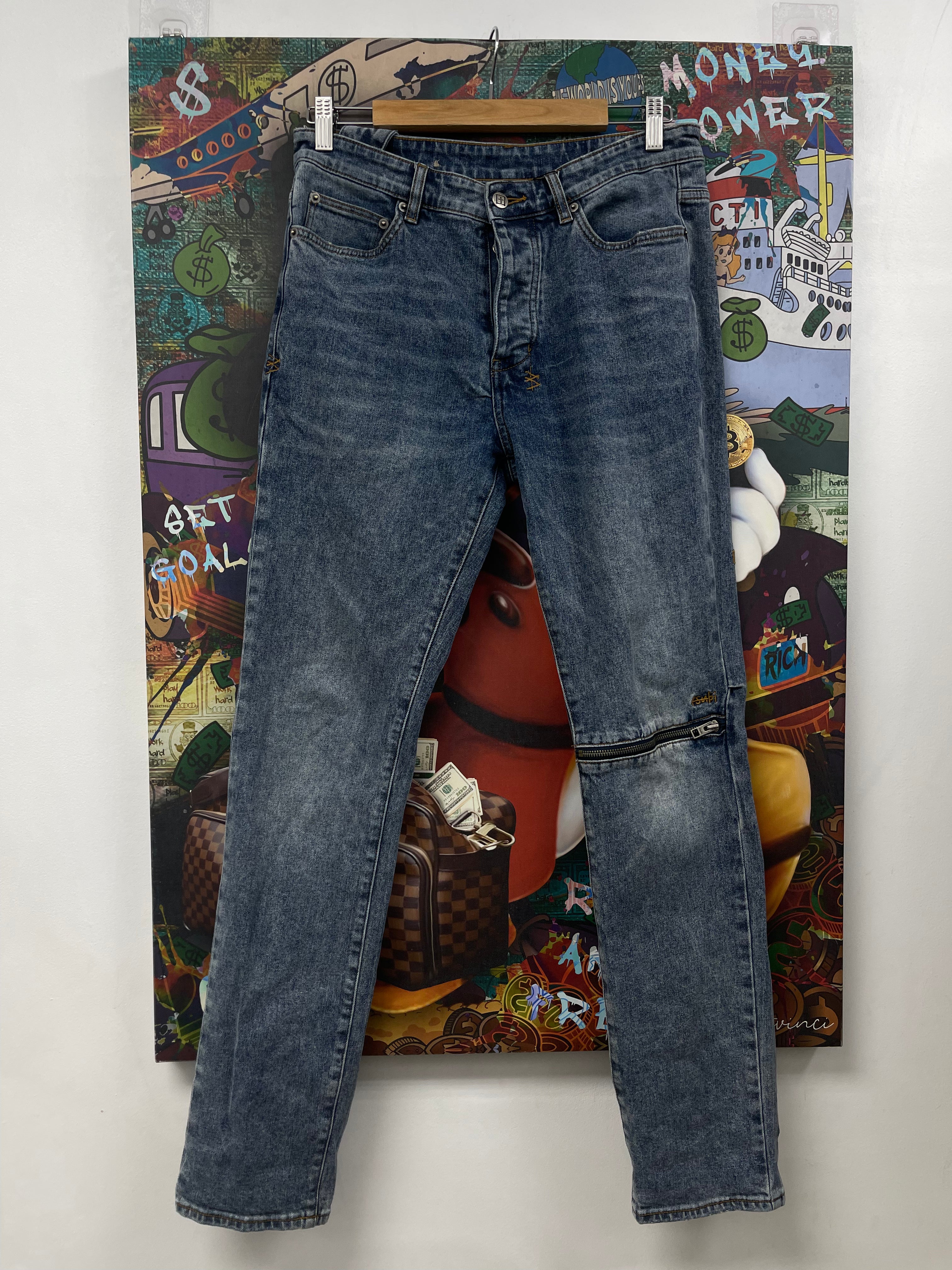 Ksubi Light Wash Knee Zipper Jeans