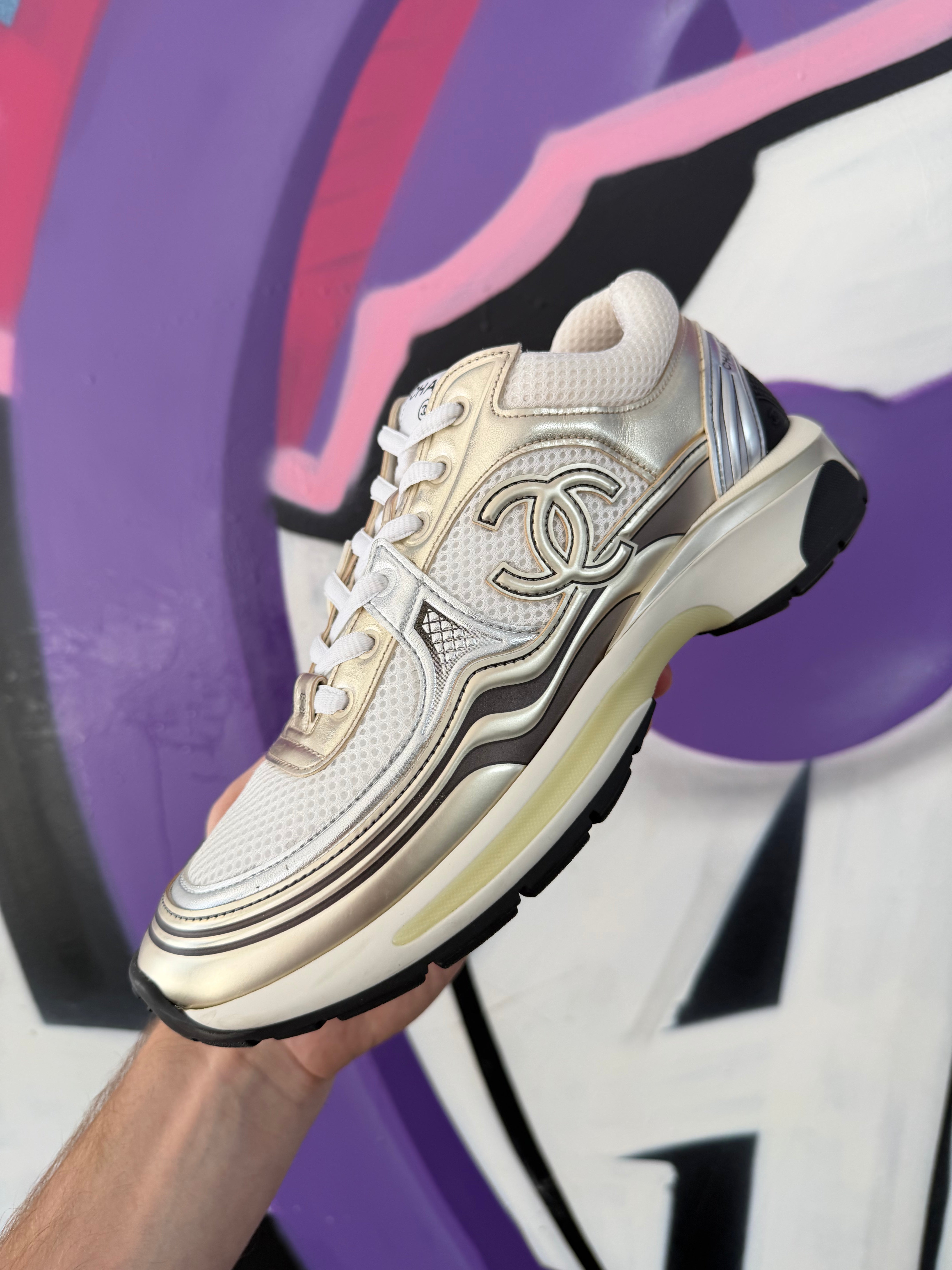 Chanel Gold Metallic Runner Sneakers