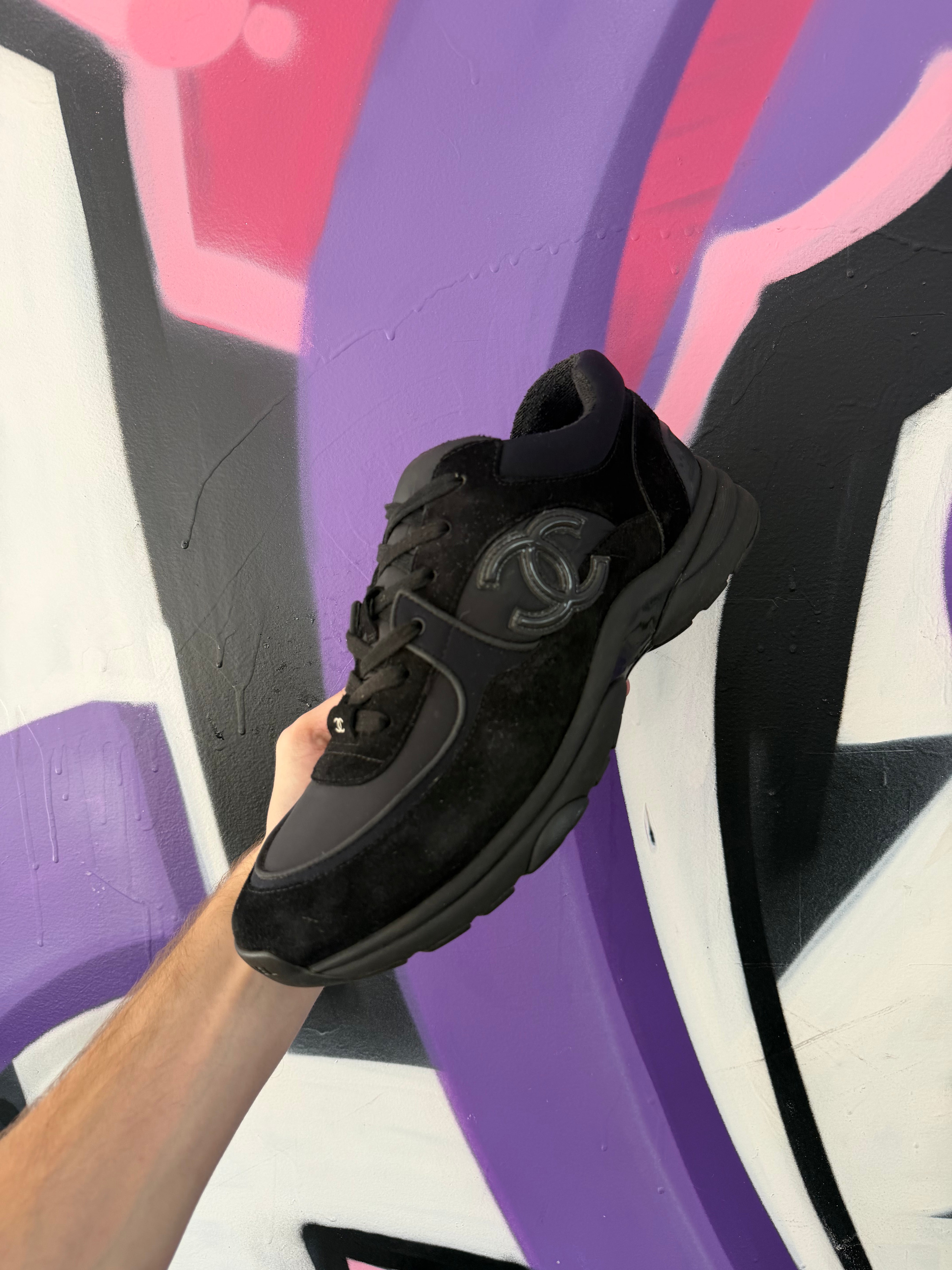 Chanel Black CC Logo Sneakers
