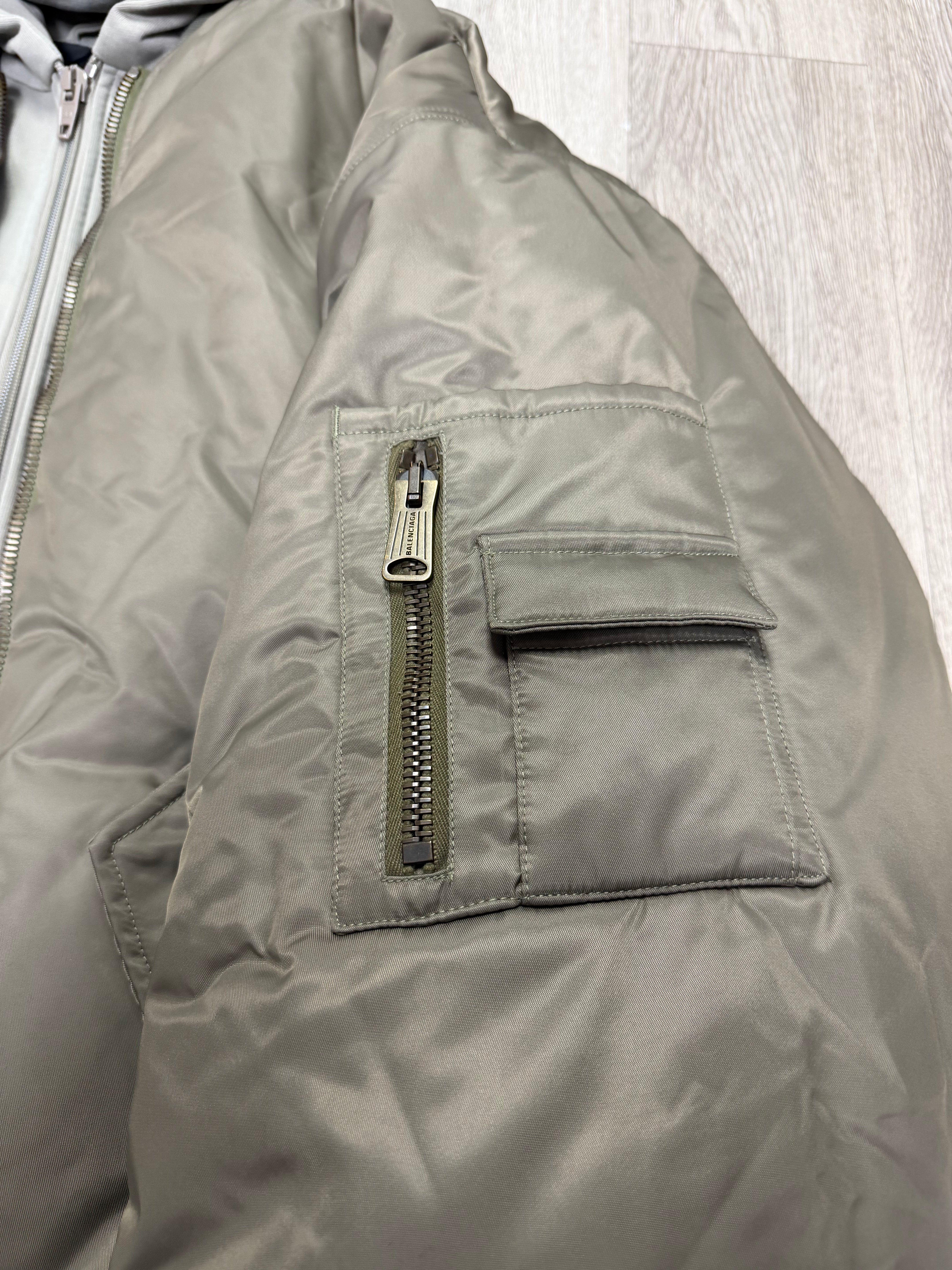 Balenciaga Hooded Oversized Olive (3) Bomber Jacket