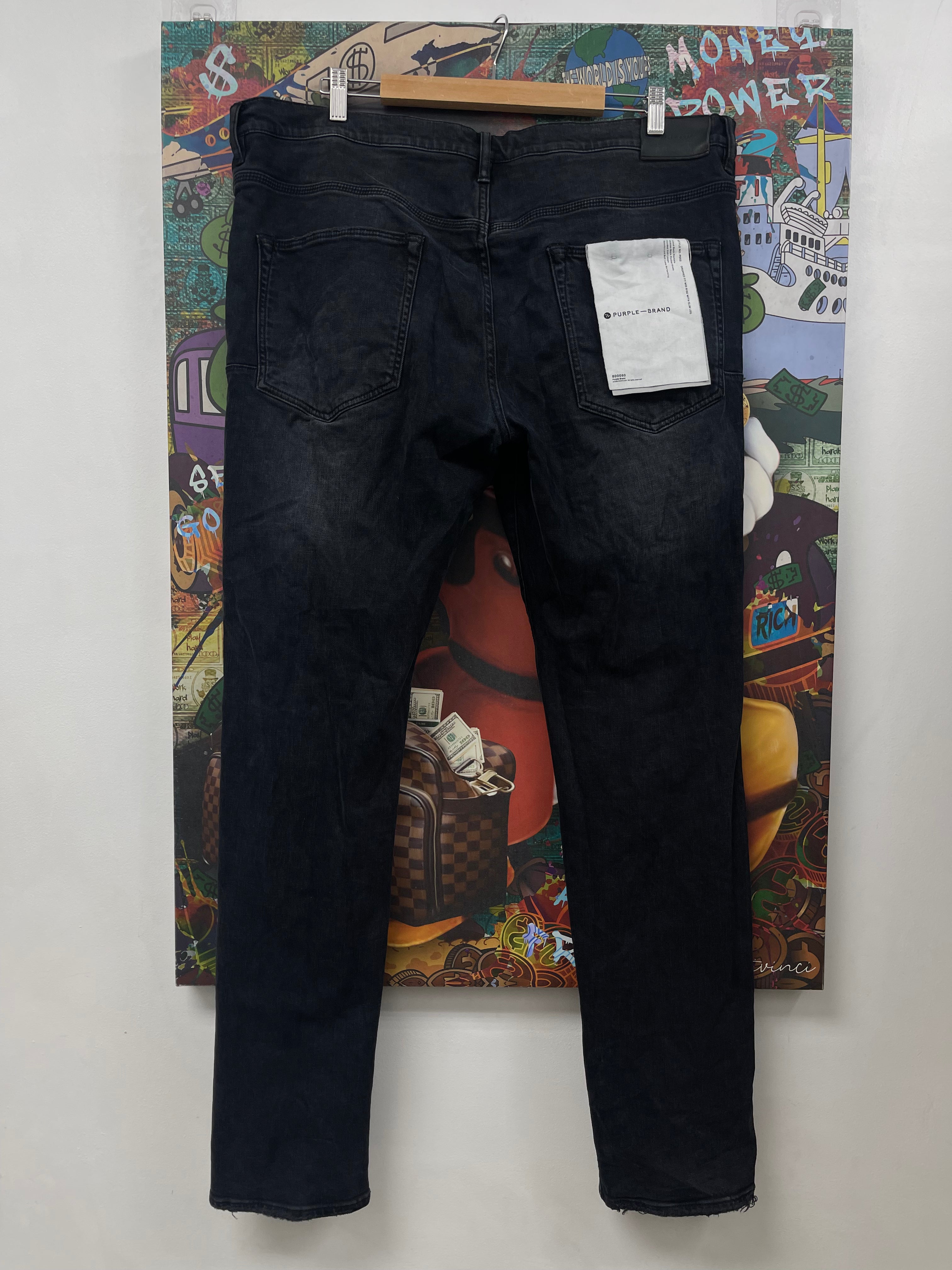 Purple Brand Black Wash Ripped Jeans