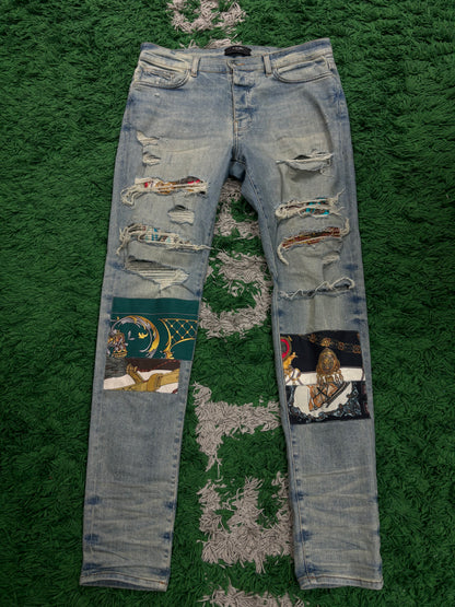 Amiri Jeans Light Wash Art Patchwork Used 36