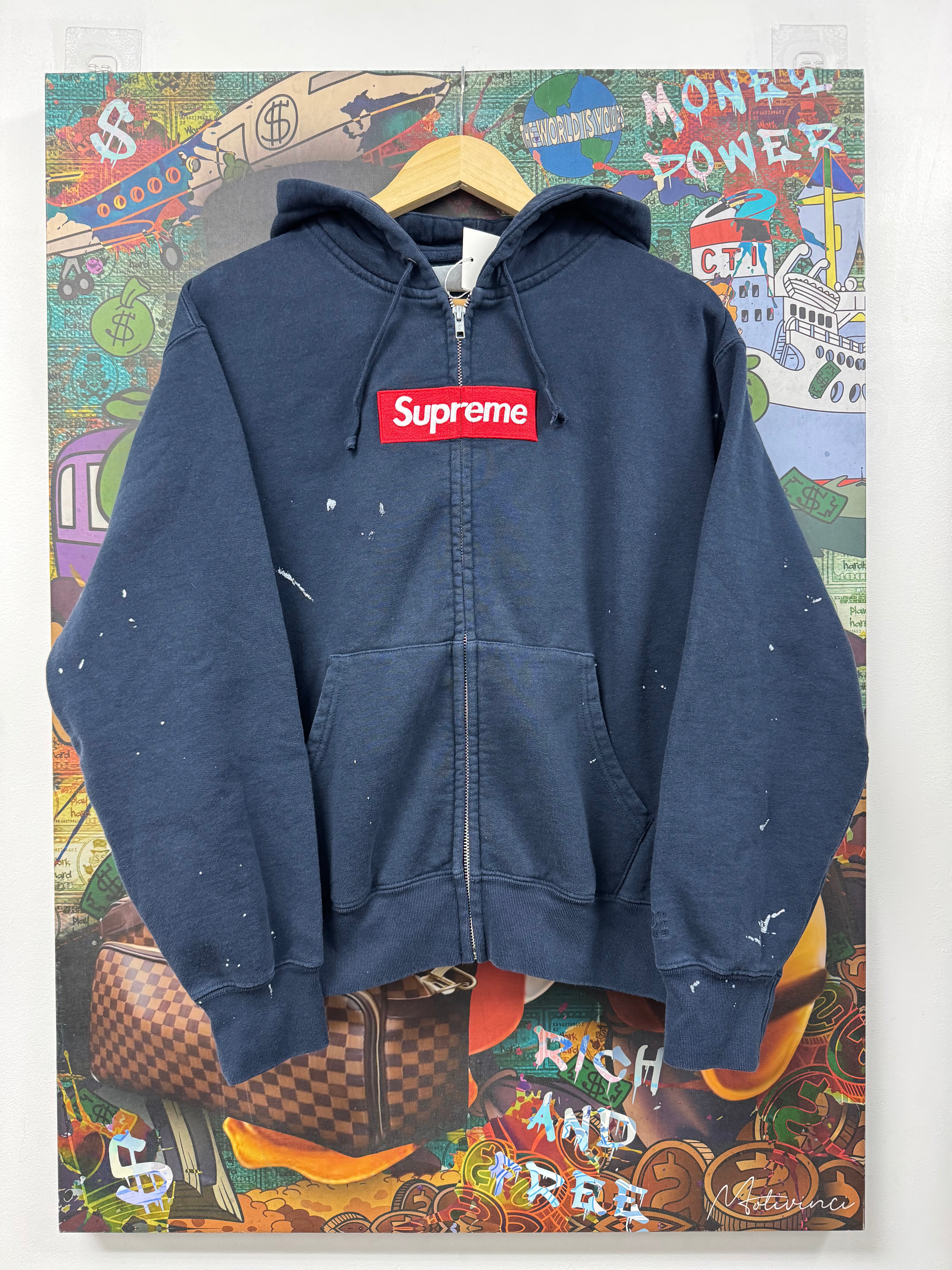 Supreme Margiela Navy Red Box Logo Zip Up
