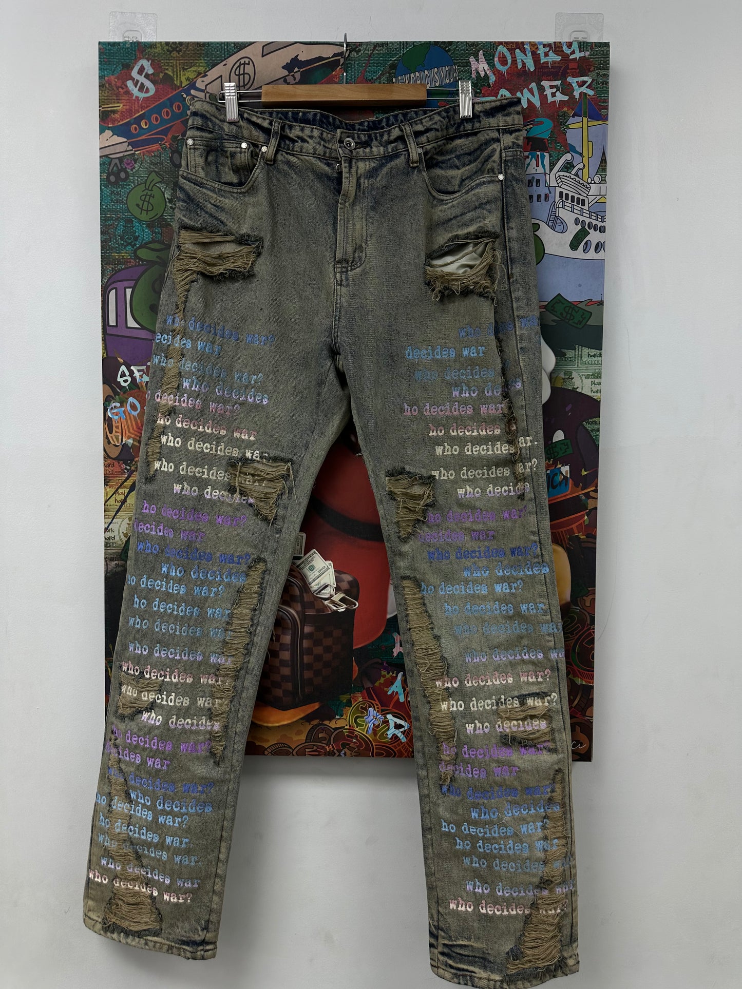 WDW Scripture Jeans Vintage Wash Blue Purple Used 38 (Tailored 36) N/A