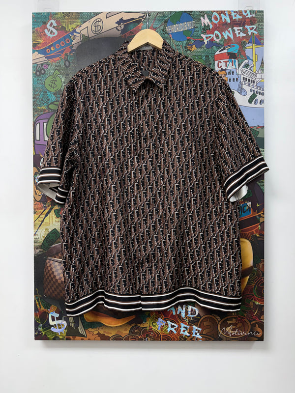 Dior Black Brown Oblique Button Up Shirt