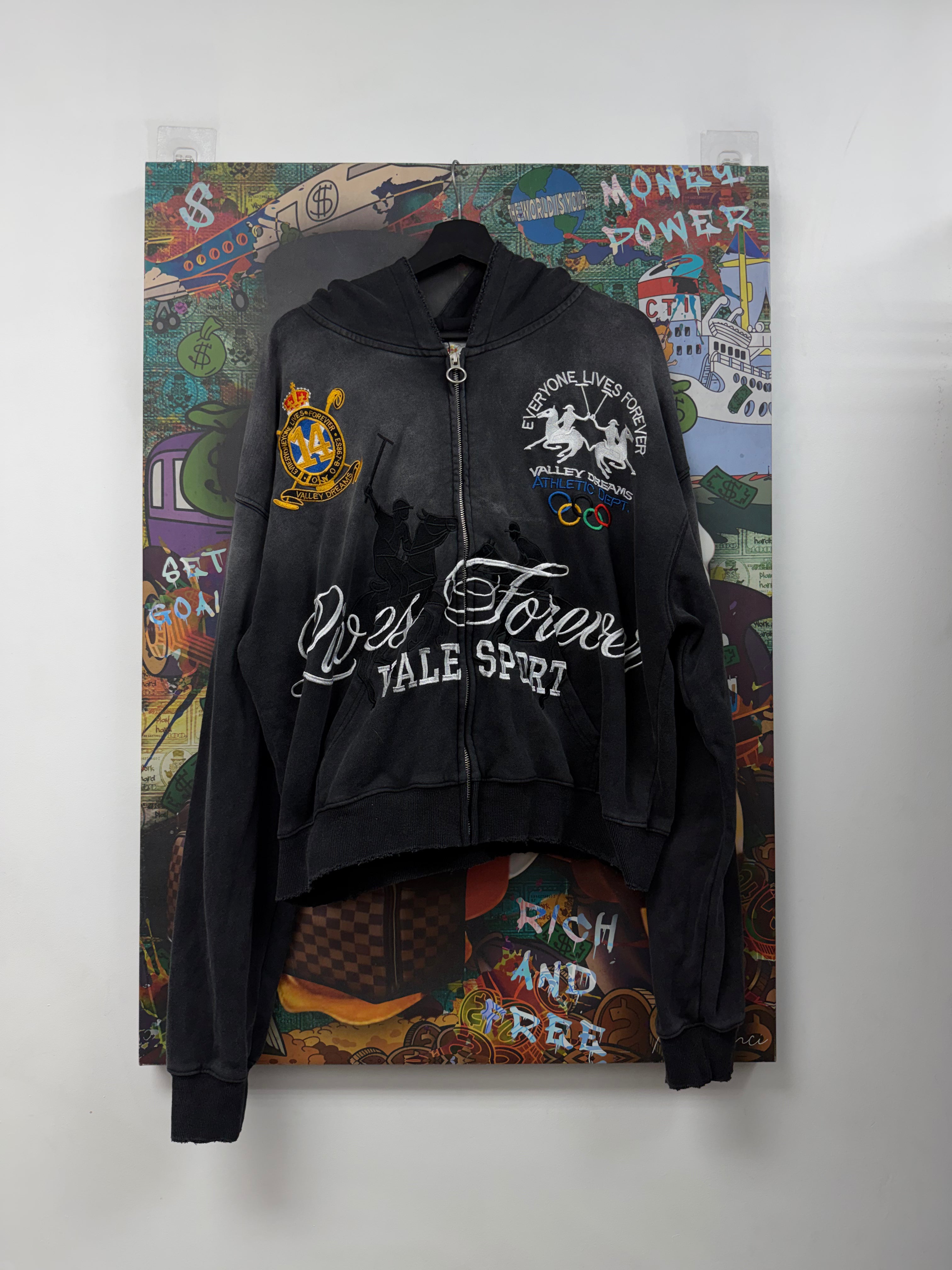 Vale Black Wash Derby Zip Up