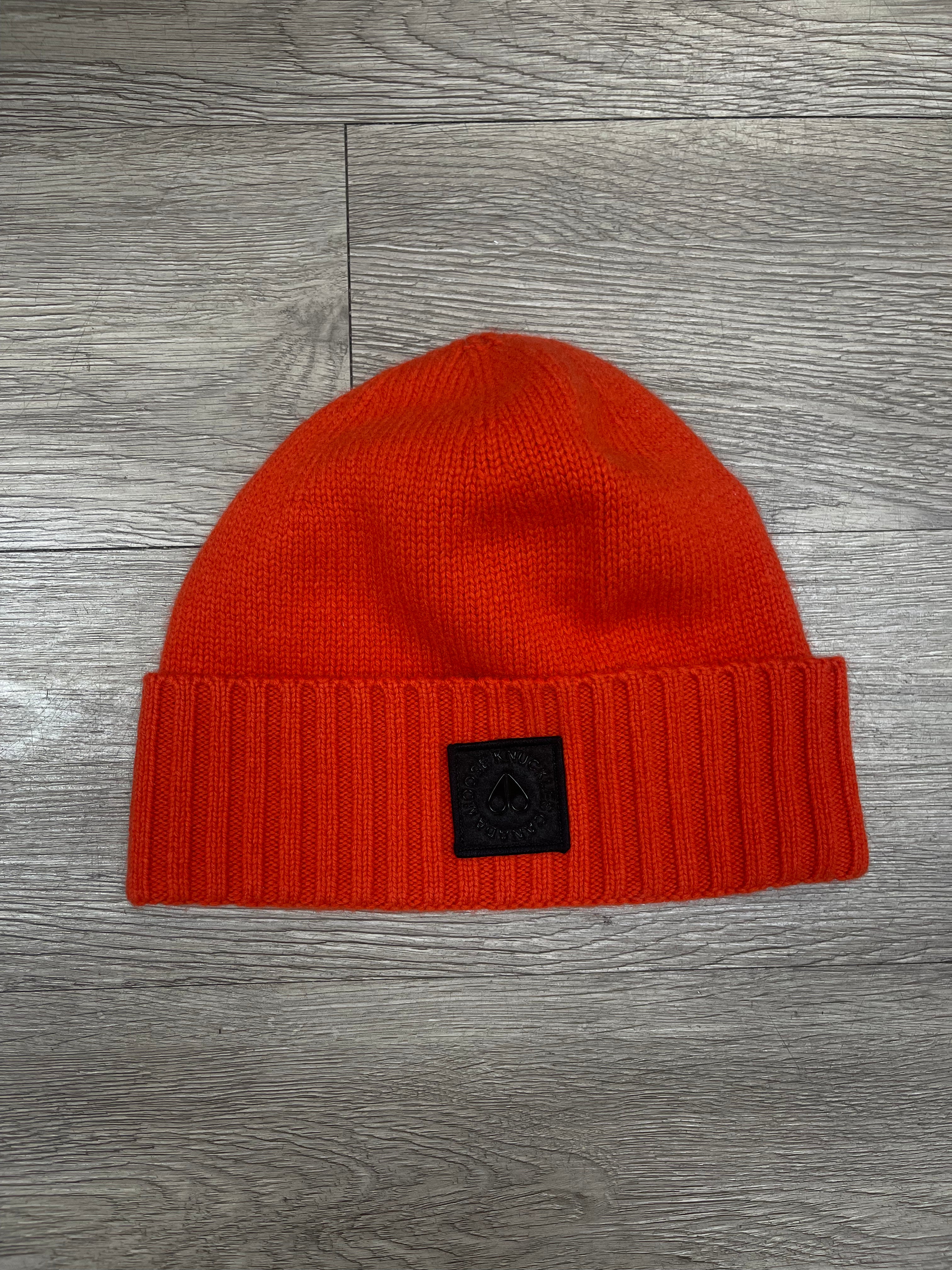 Moose Knuckles Orange Logo Beanie