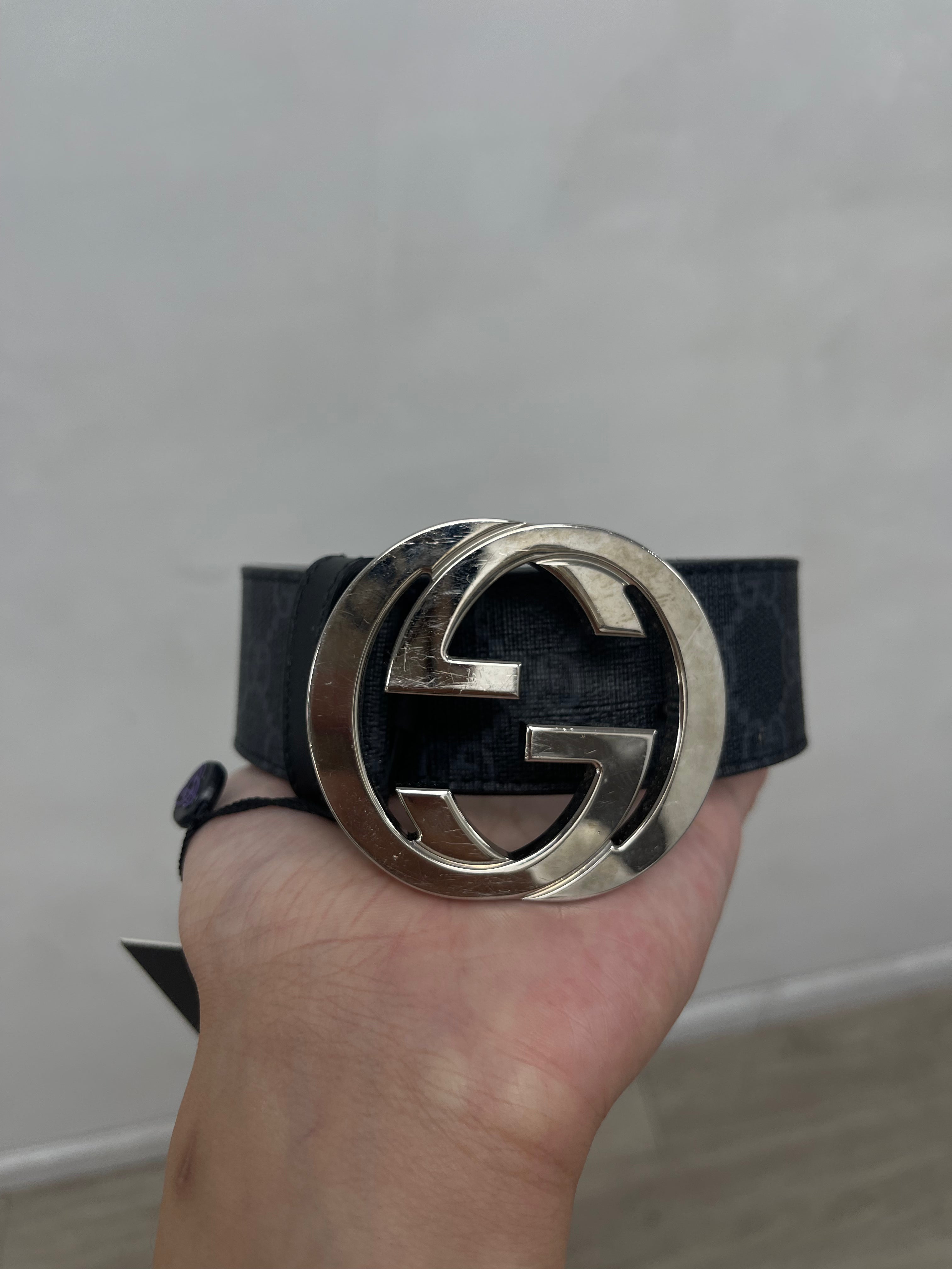 Gucci Black Monogram Belt