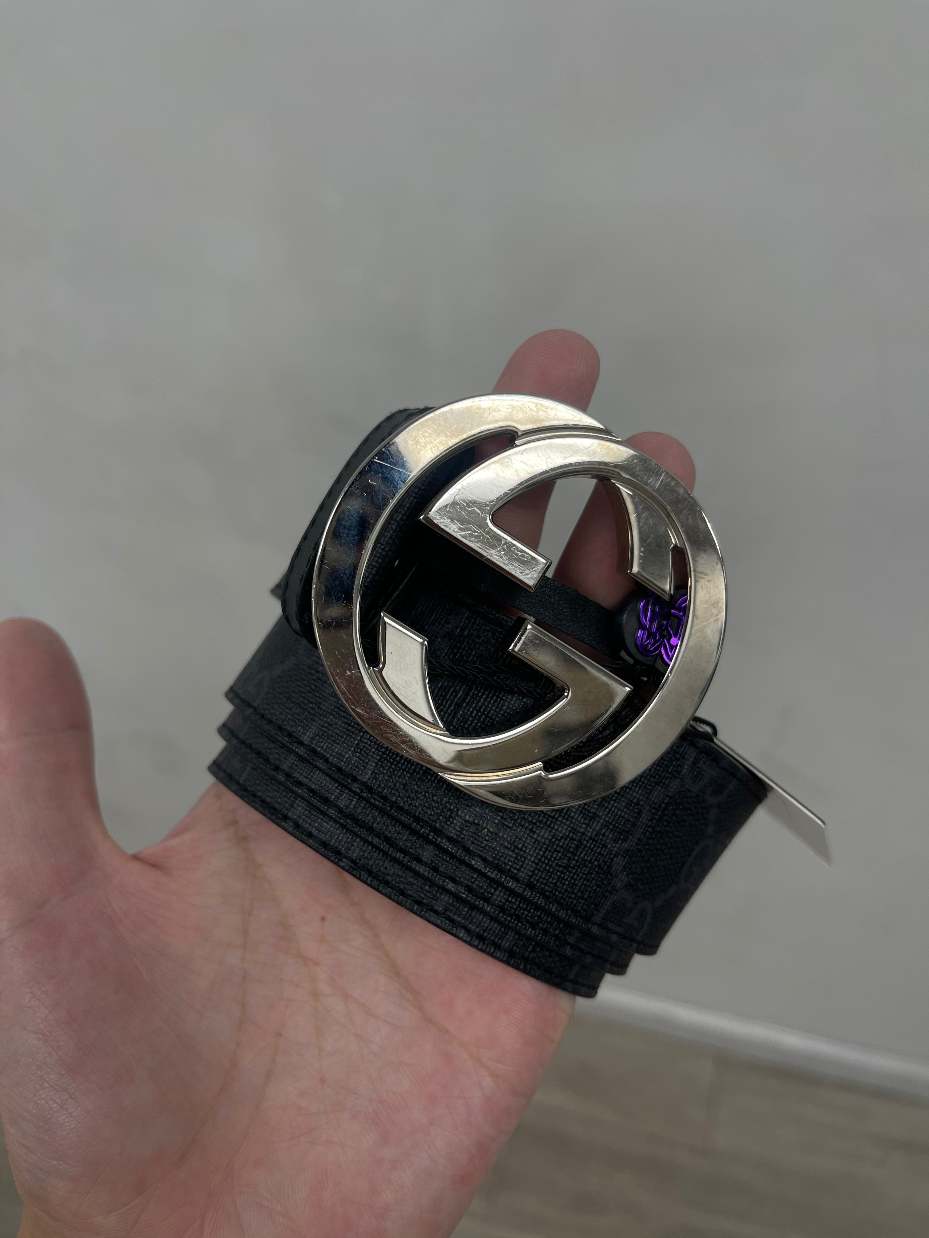 Gucci Black Monogram Belt