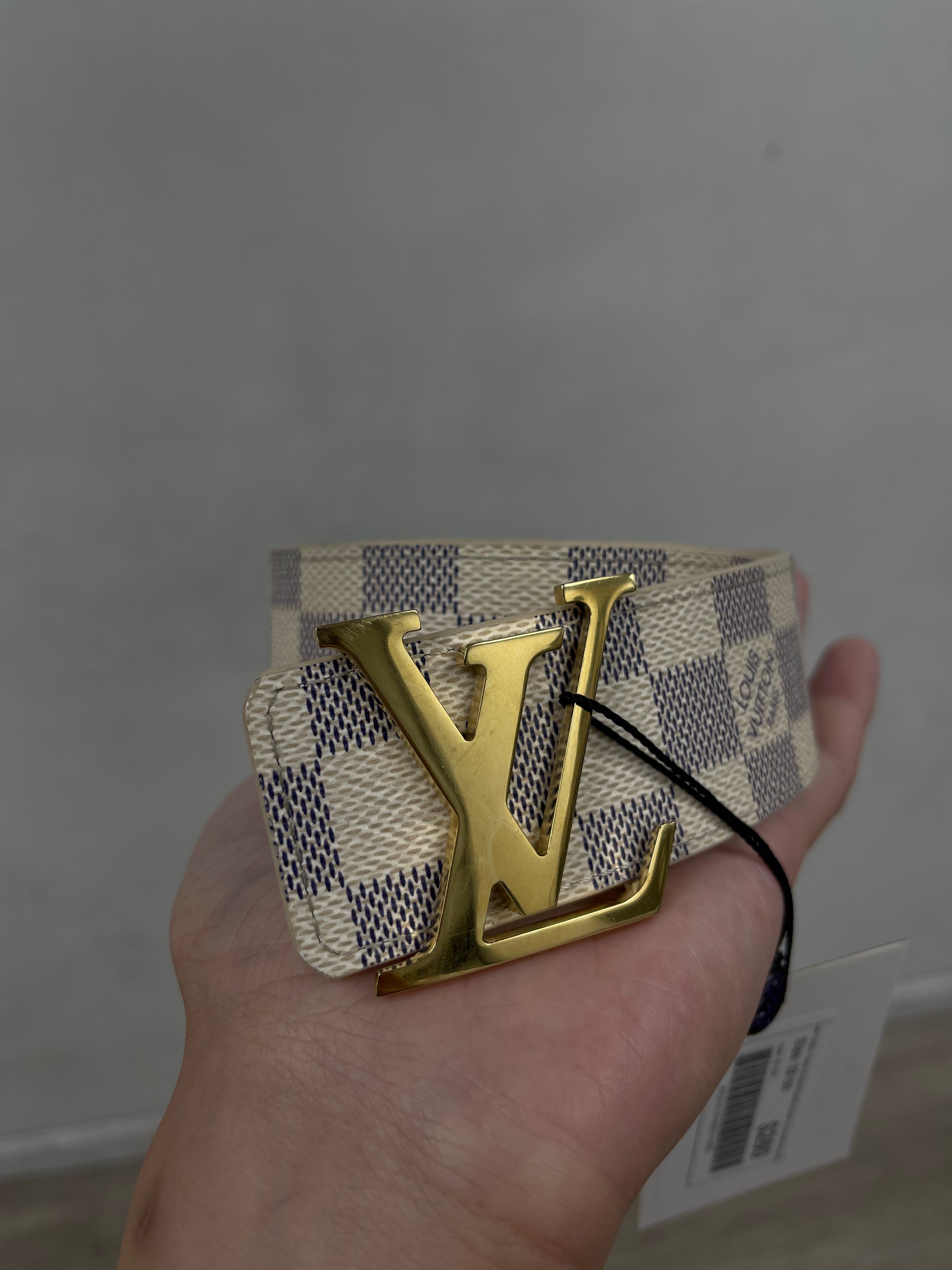 Louis Vuitton Cream & Gold Buckle Damier (Punched Hole) Belt