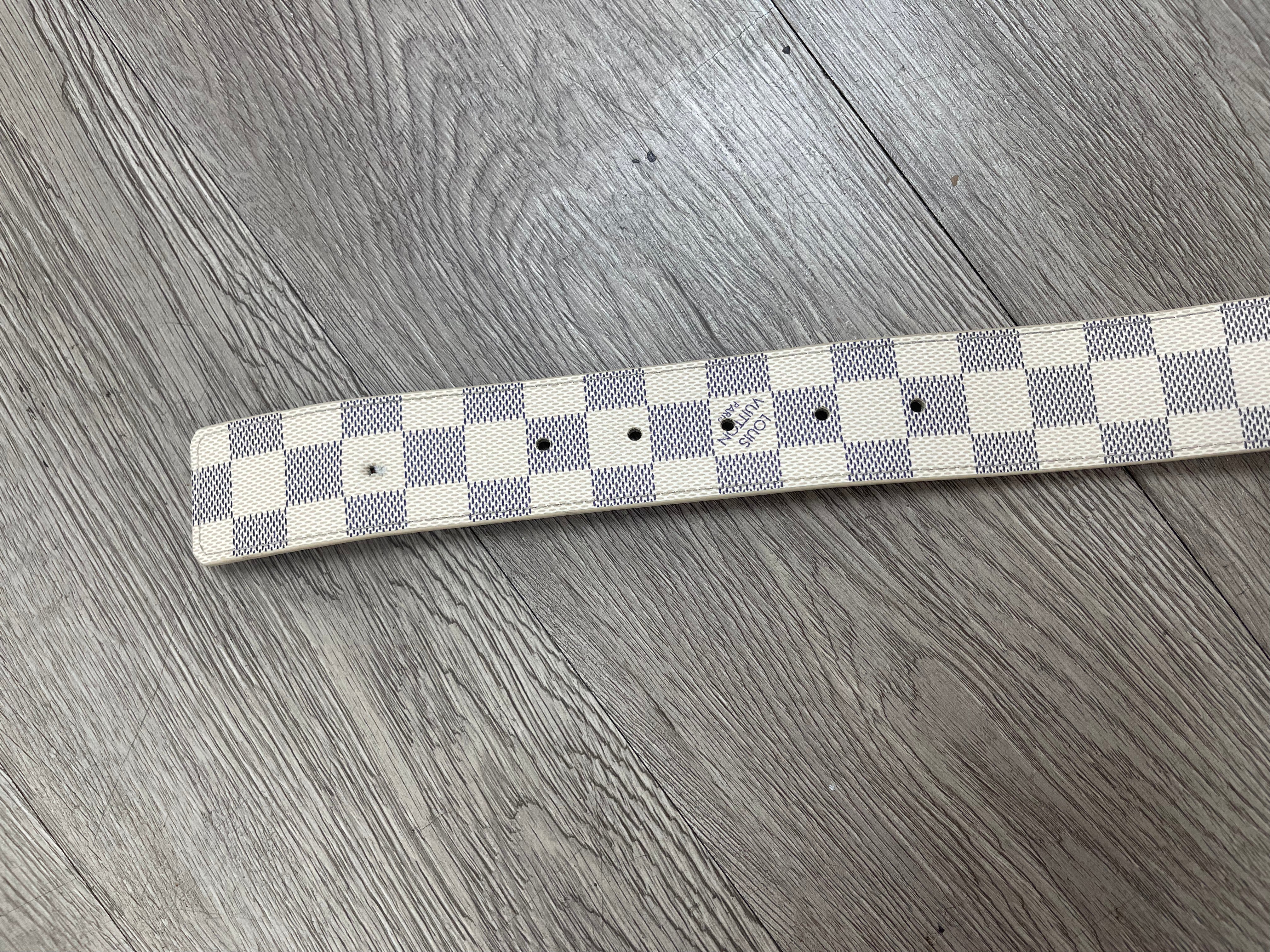Louis Vuitton Cream & Gold Buckle Damier (Punched Hole) Belt