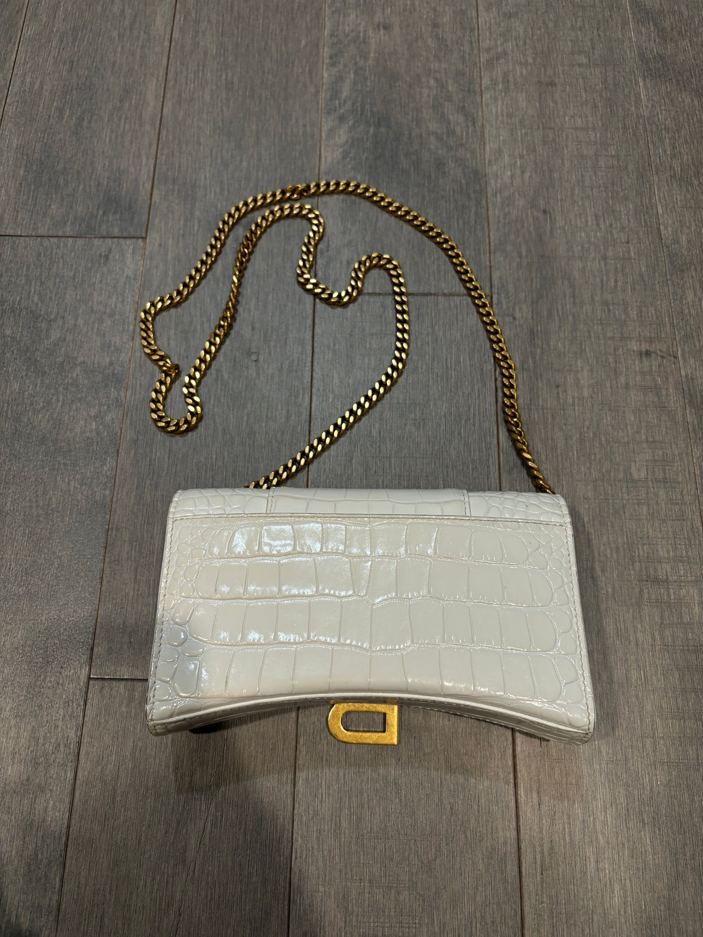 Baleciaga White Crocodile Bag Used OS N/A