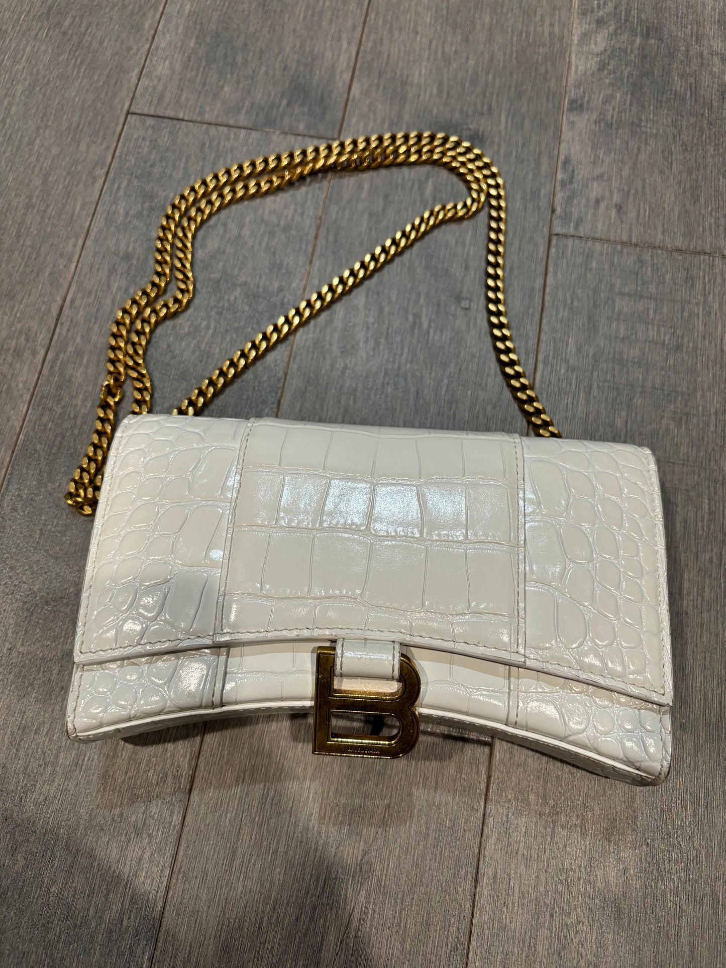 Baleciaga White Crocodile Bag Used OS N/A