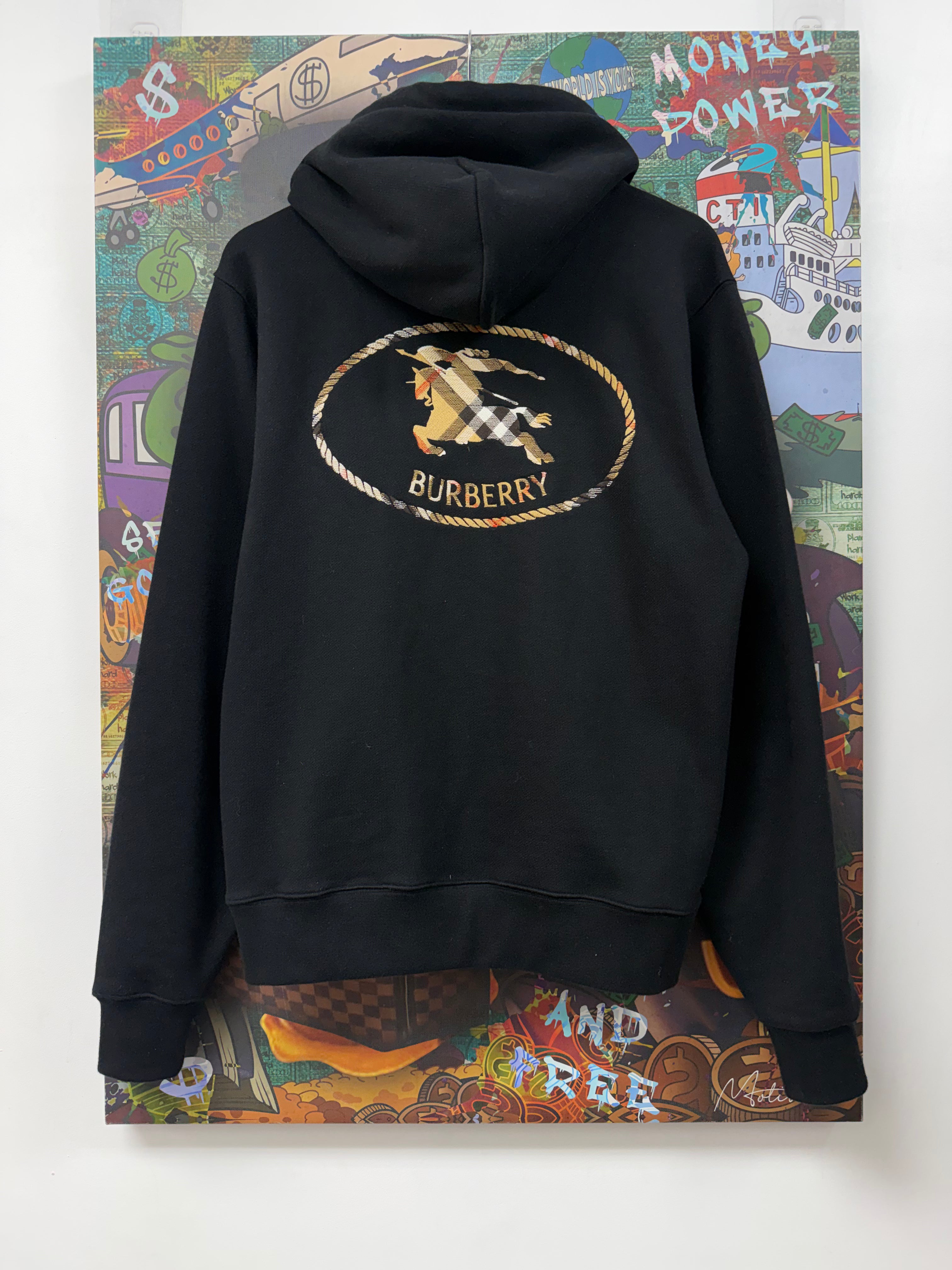 Burberry Black Embroidered Logo Zip Up