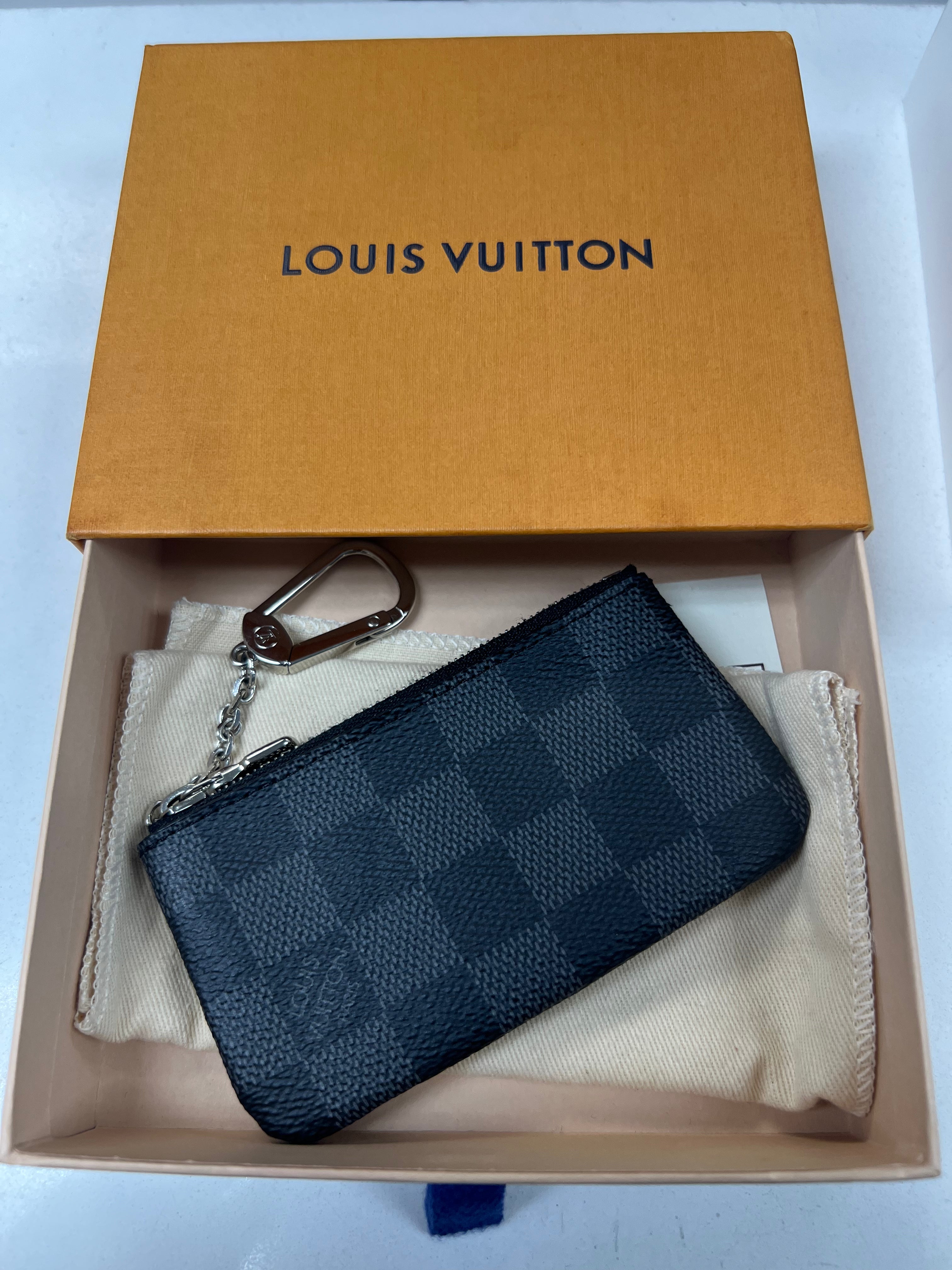 Louis Vuitton Black Damier Key Clip Coin Pouch Accessories