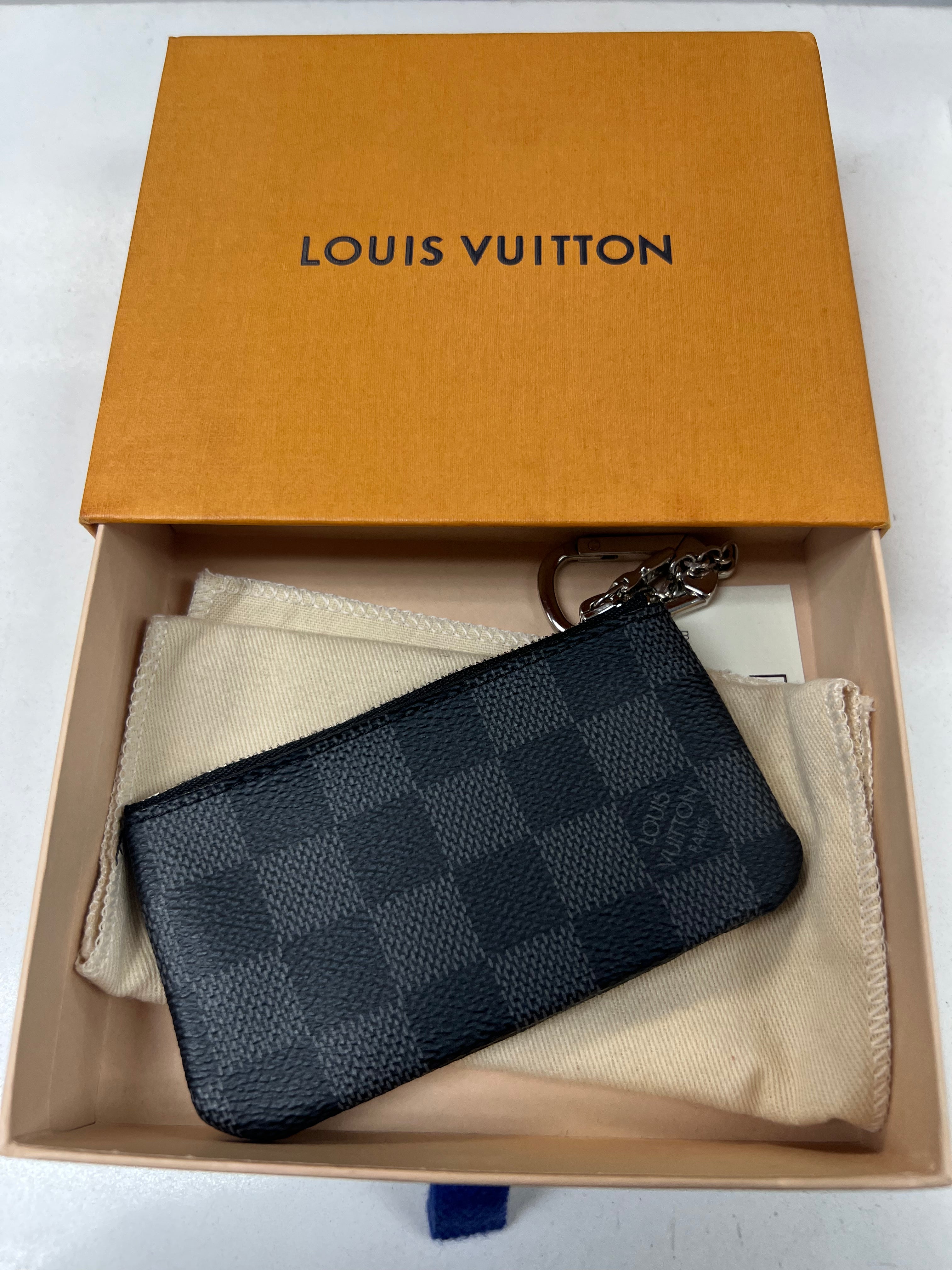Louis Vuitton Black Damier Key Clip Coin Pouch Accessories
