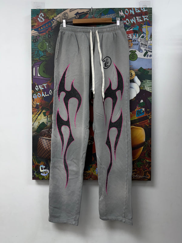 Hellstar Grey Pink Future Flames Sweats