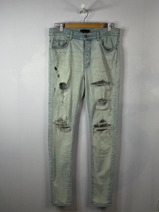 Amiri Camp Patch Light Wash Blue Jeans