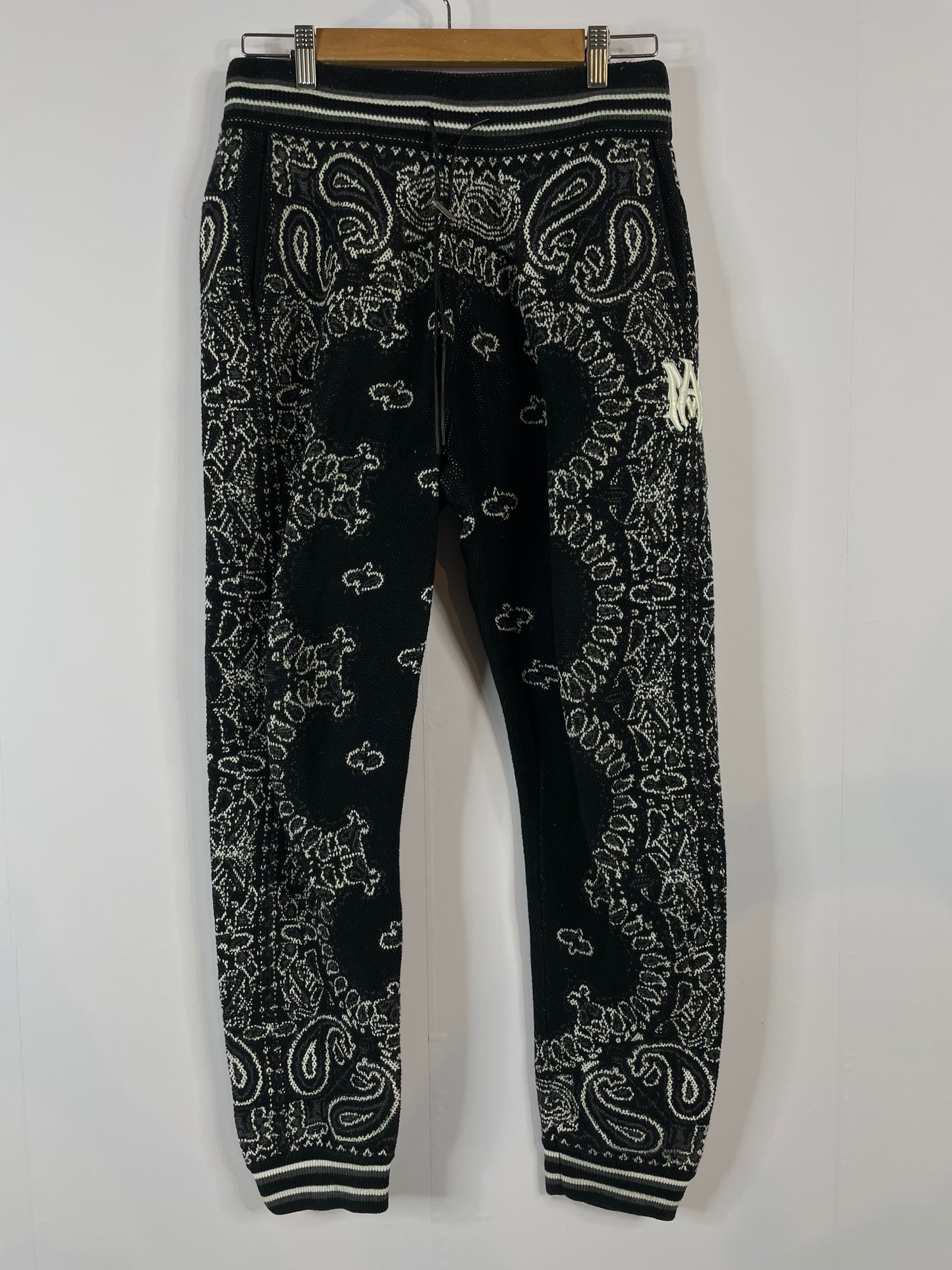 Amiri MA Knit Paisley Sweats Black Used Small