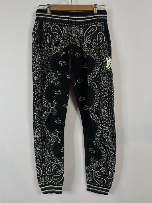 Amiri MA Knit Paisley Sweats Black Used Small