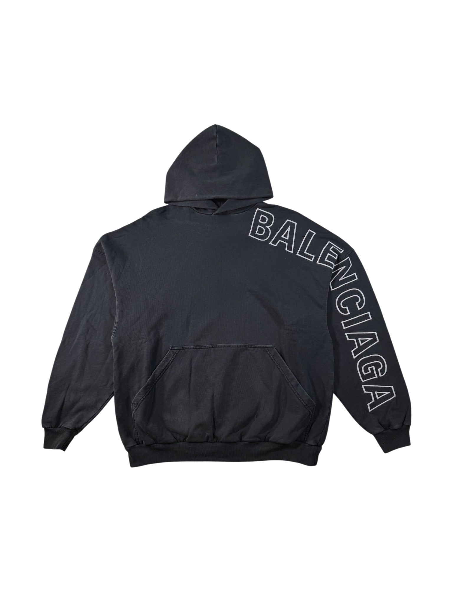 Balenciaga Arm Logo Black Wash Hoodie