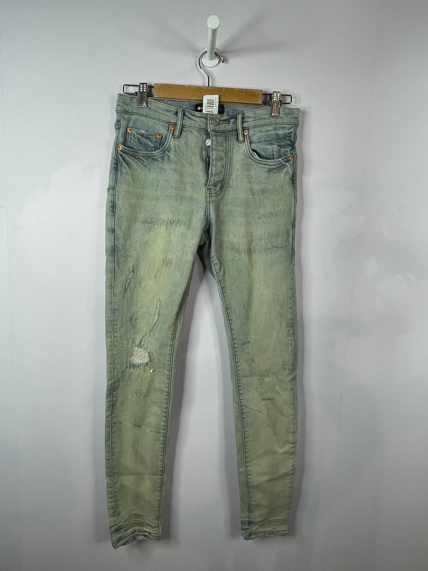 Purple Brand Vintage Wash Splatter Blue Jeans