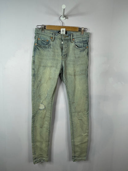 Purple Brand Vintage Wash Splatter Blue Jeans
