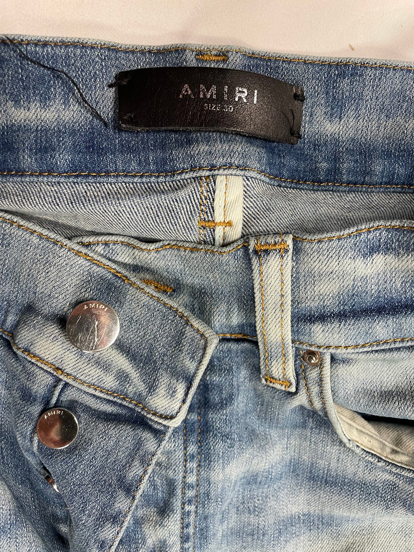 Amiri Jeans Light Wash Old English 30 Used