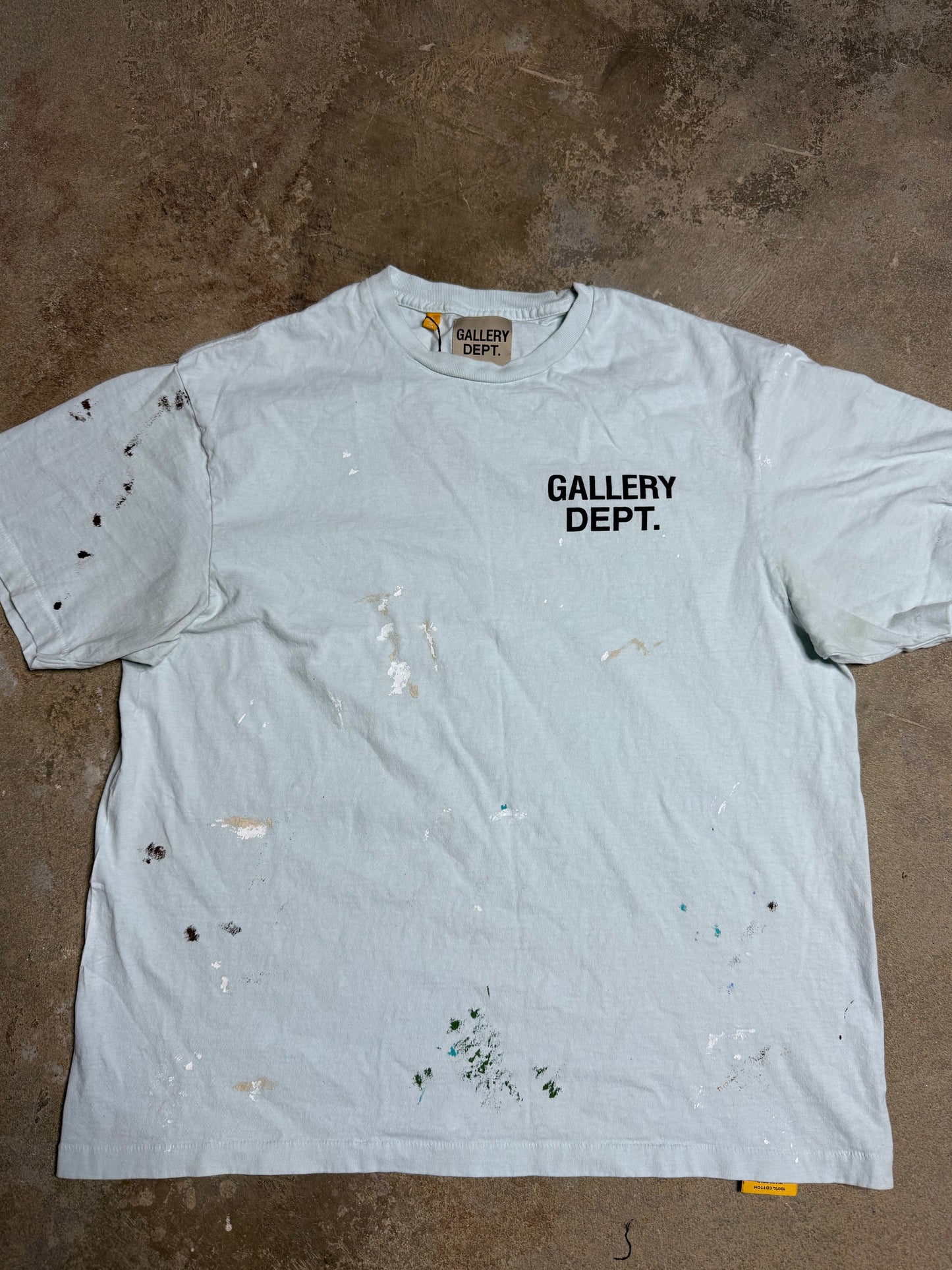 Gallery Dept Tee Baby Blue Splatter Used Large