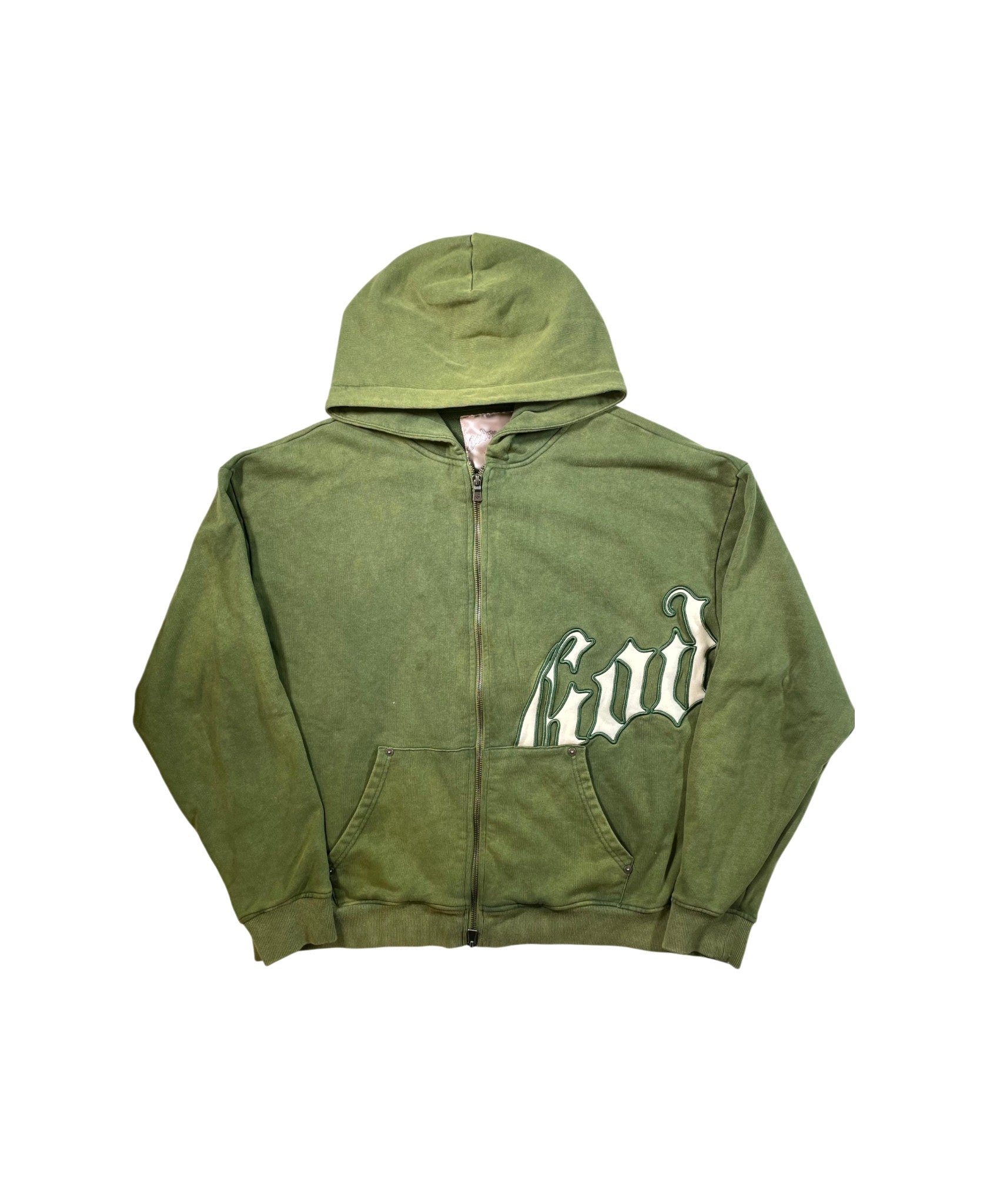 Godspeed OG Logo Zip Up Olive & Cream Hoodie