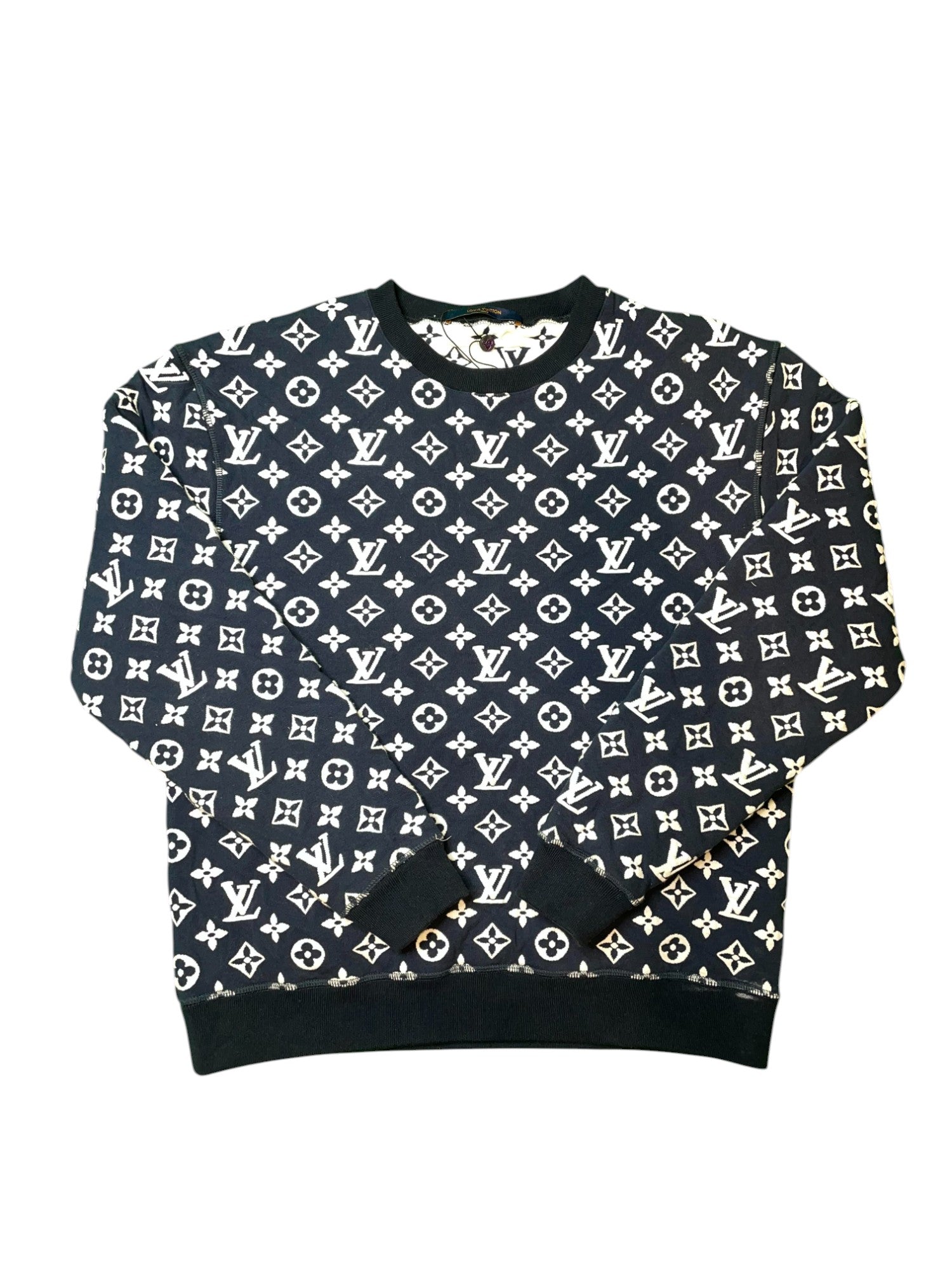 LV Blue White Monogram Sweater