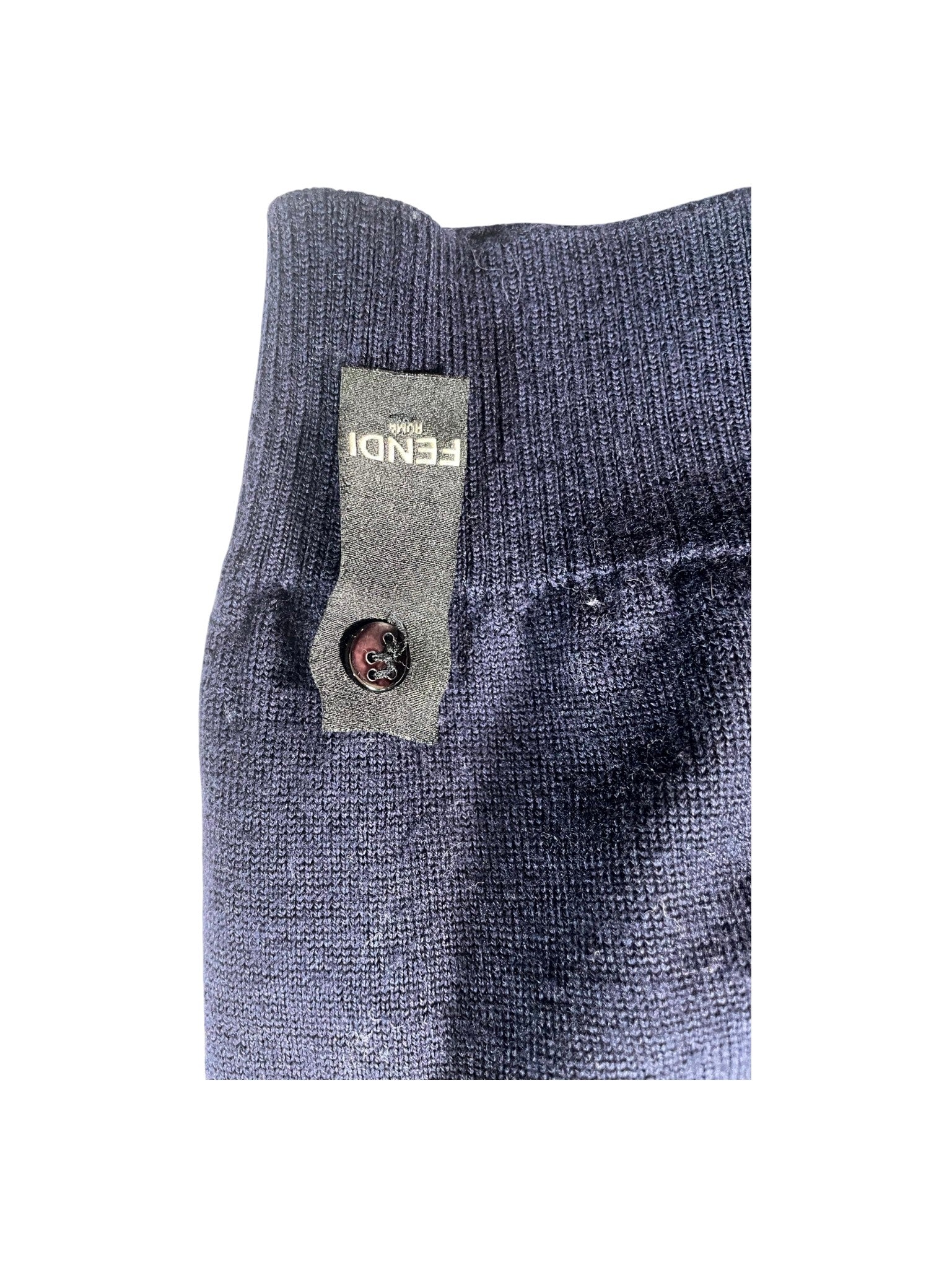 Fendi Collar Monogram Turtleneck Navy Sweater