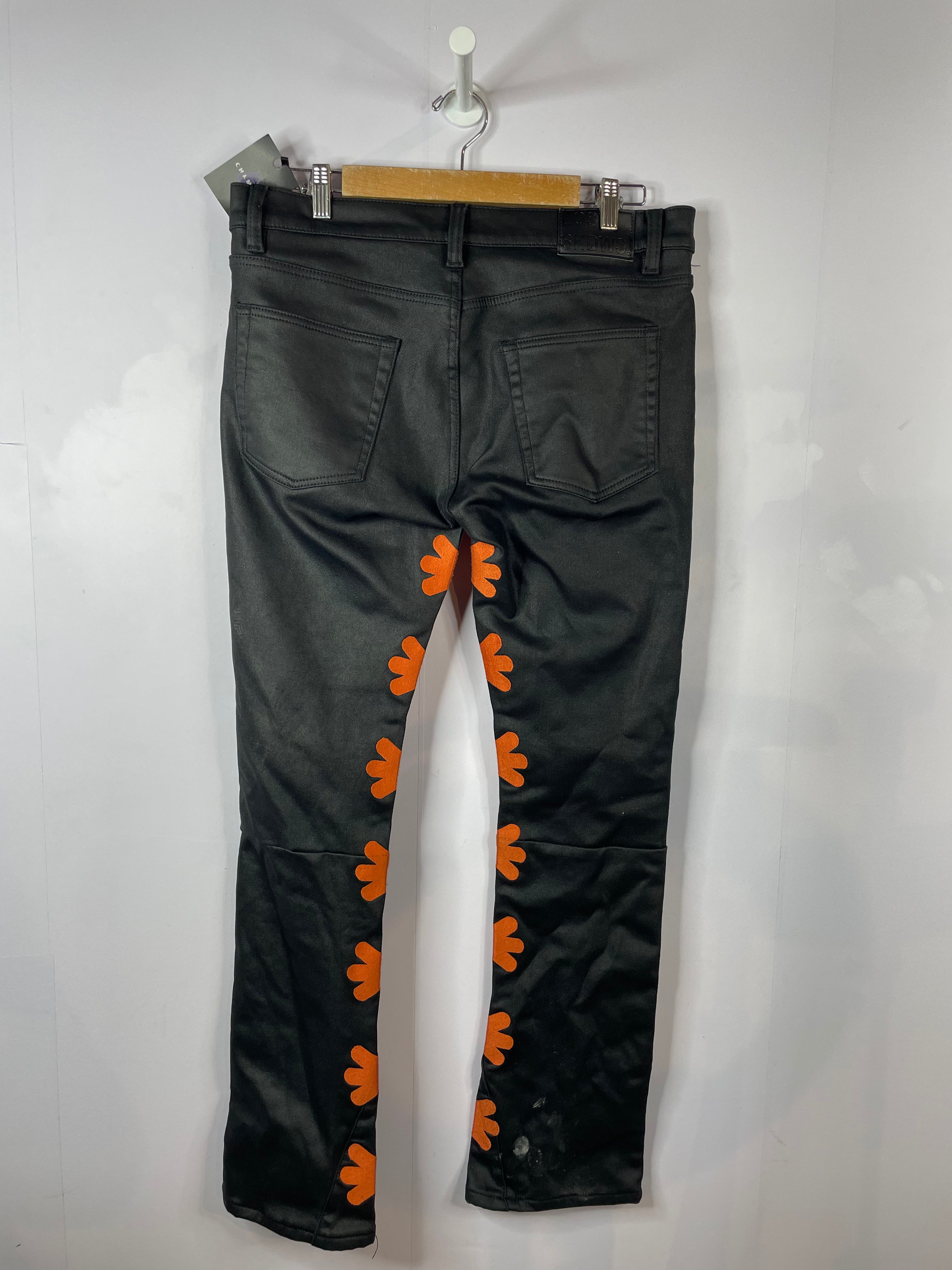 LOSTSHDWS Orange & Black Wax Jeans