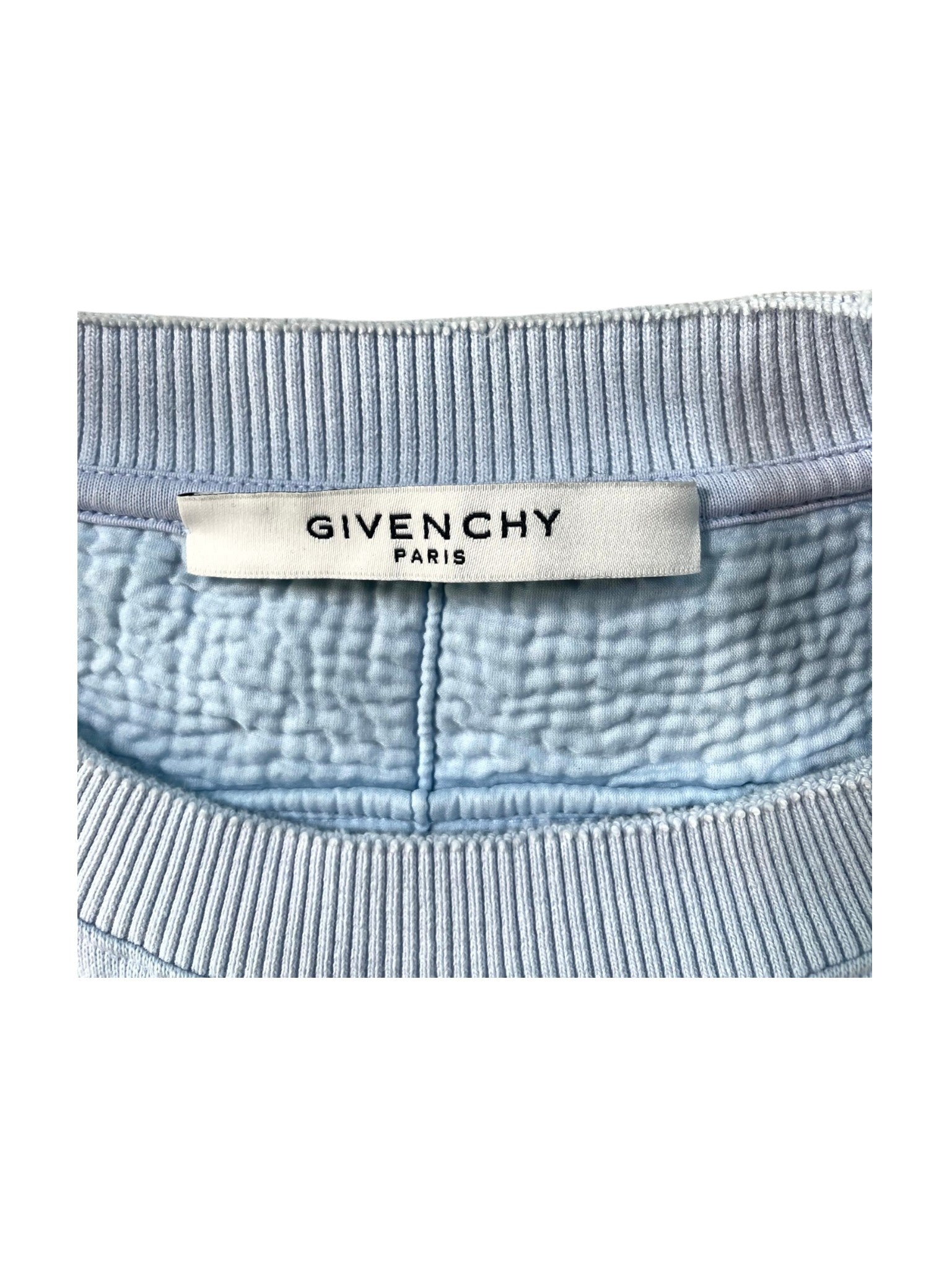 Givenchy Distressed Logo Crewneck Baby Blue Sweatshirt