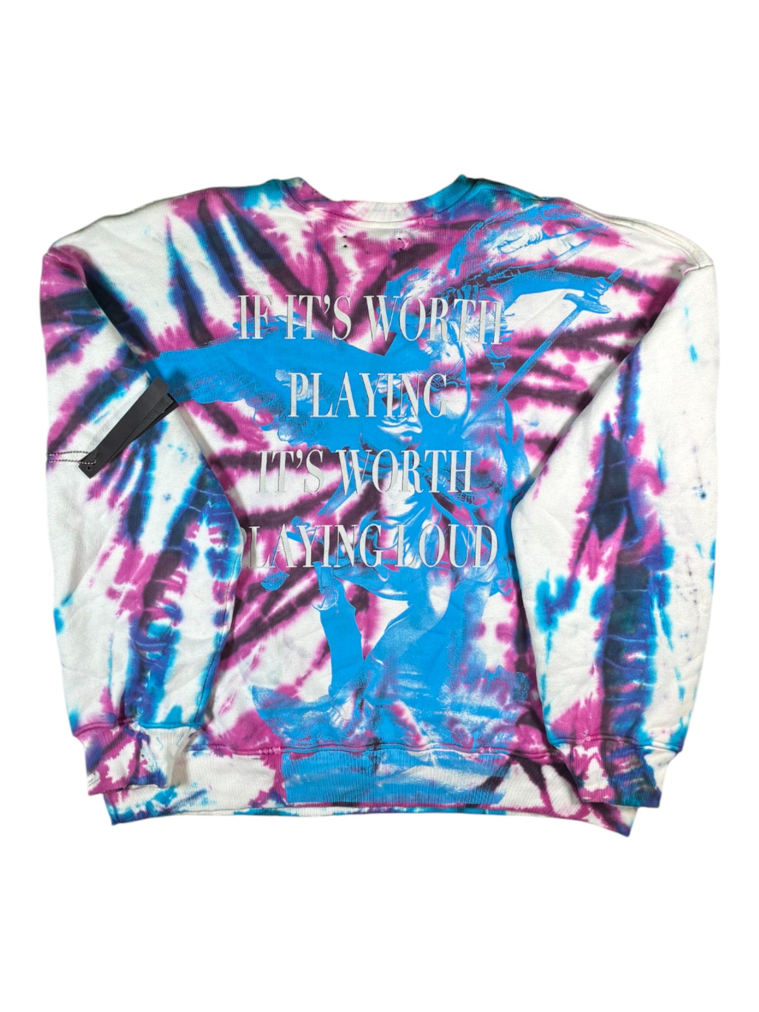 Amiri Skull Distressed Purple & Blue Tie Dye Crewneck