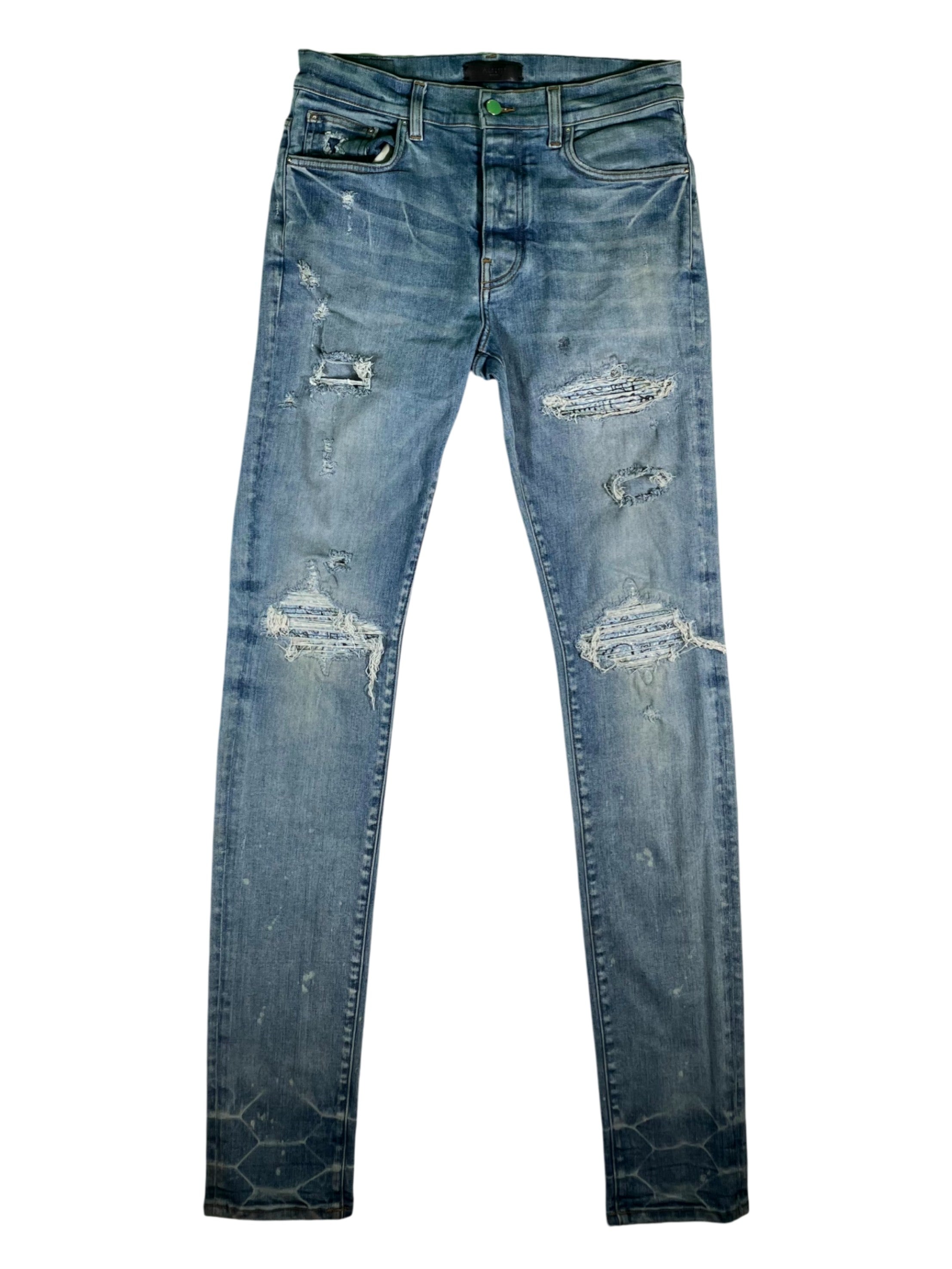 Amiri MX1 Paisley Baby Blue & Light Wash Jeans