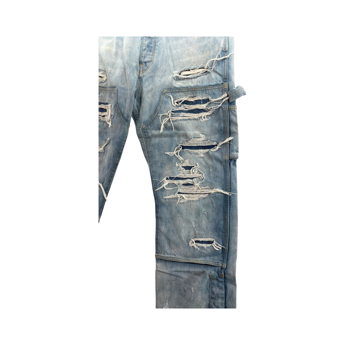 Amiri Distressed Denim Double Knee Light Wash Jeans
