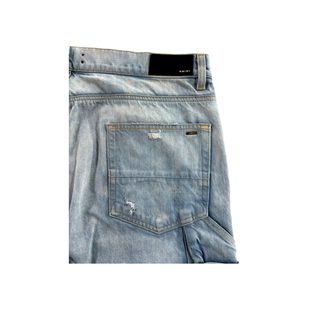 Amiri Distressed Denim Double Knee Light Wash Jeans