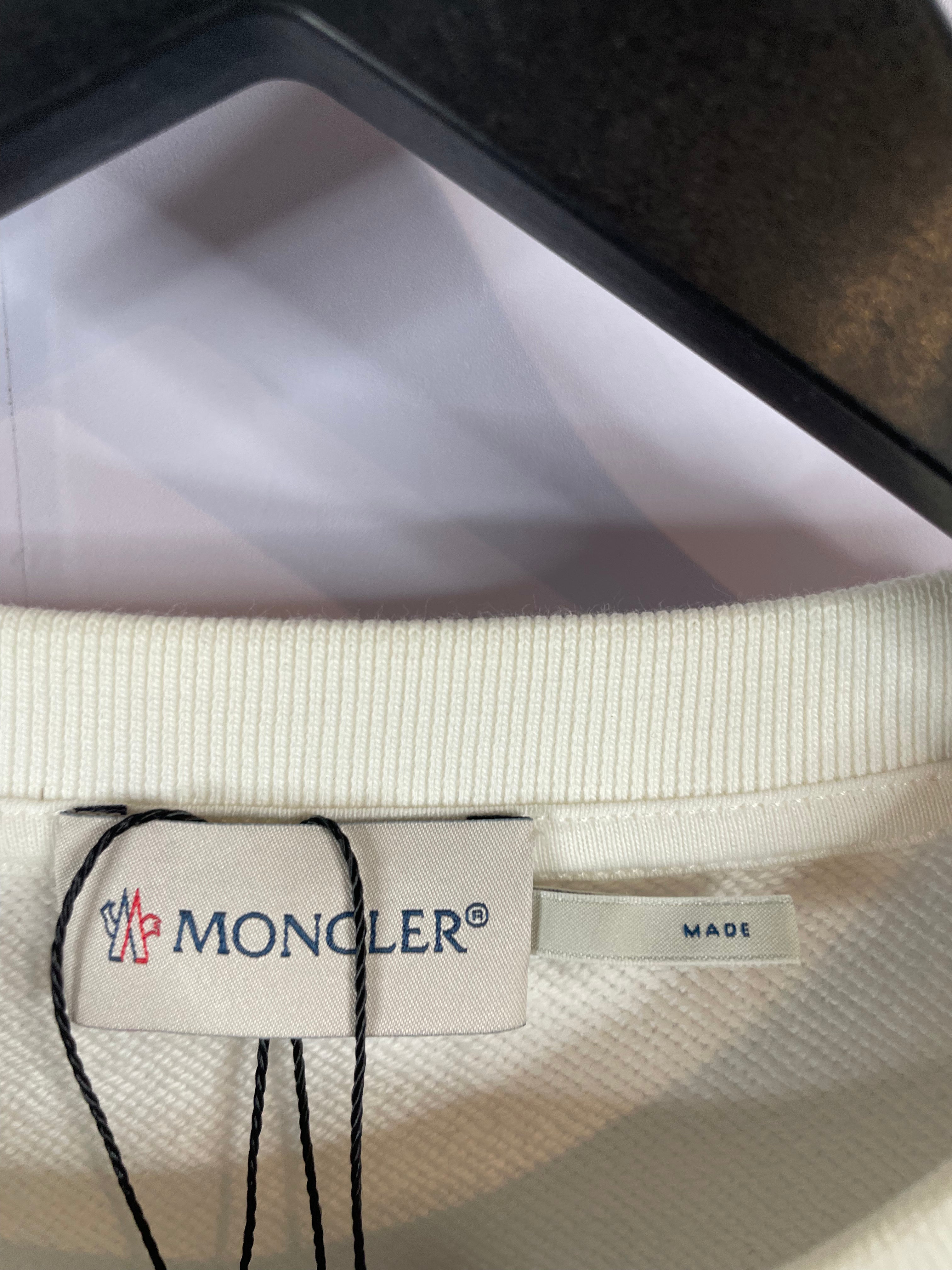 Moncler Chest Logo Crewneck White Red Used Large