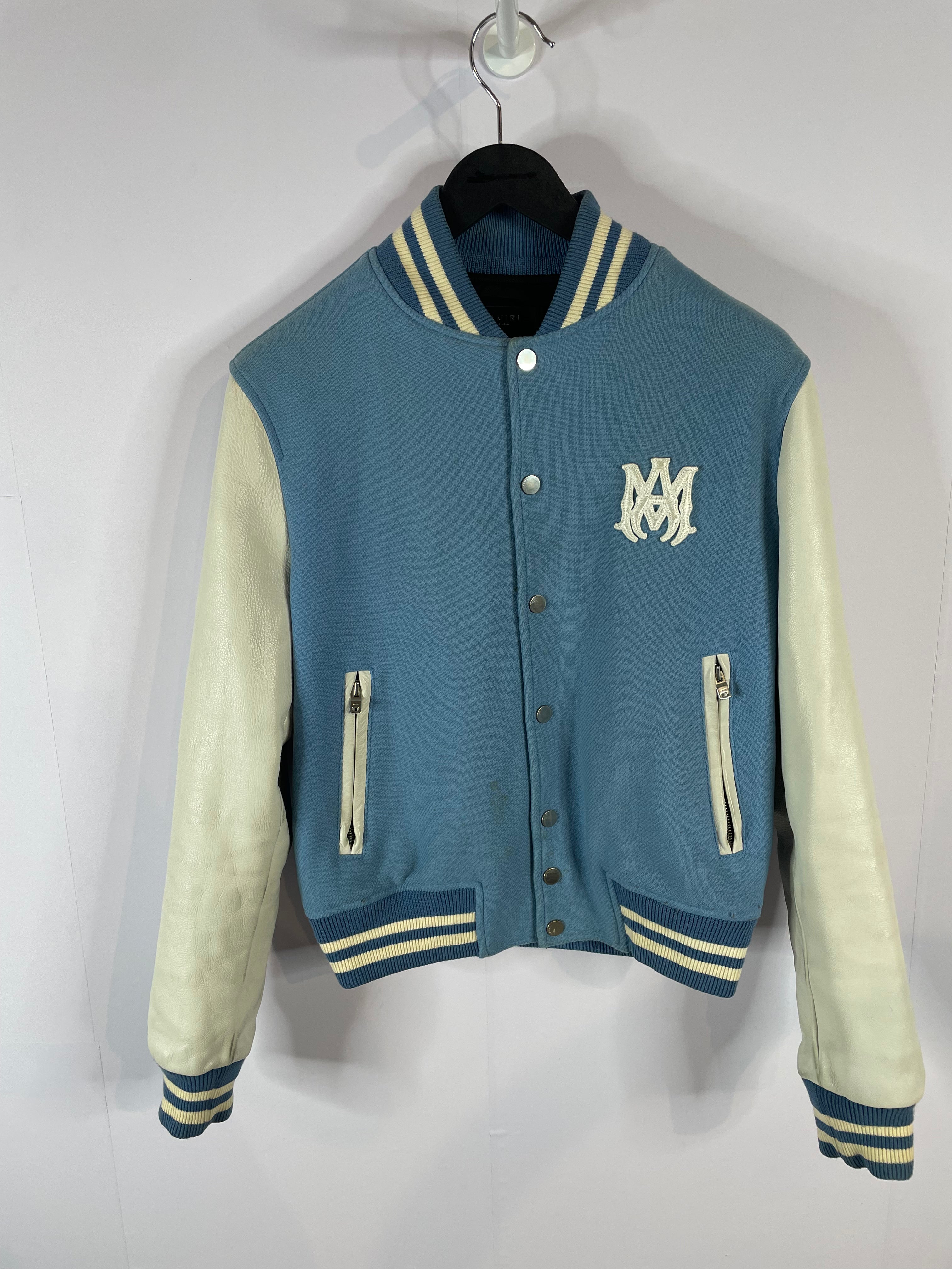 Amiri Varsity Jacket Baby Blue Cream Used Small