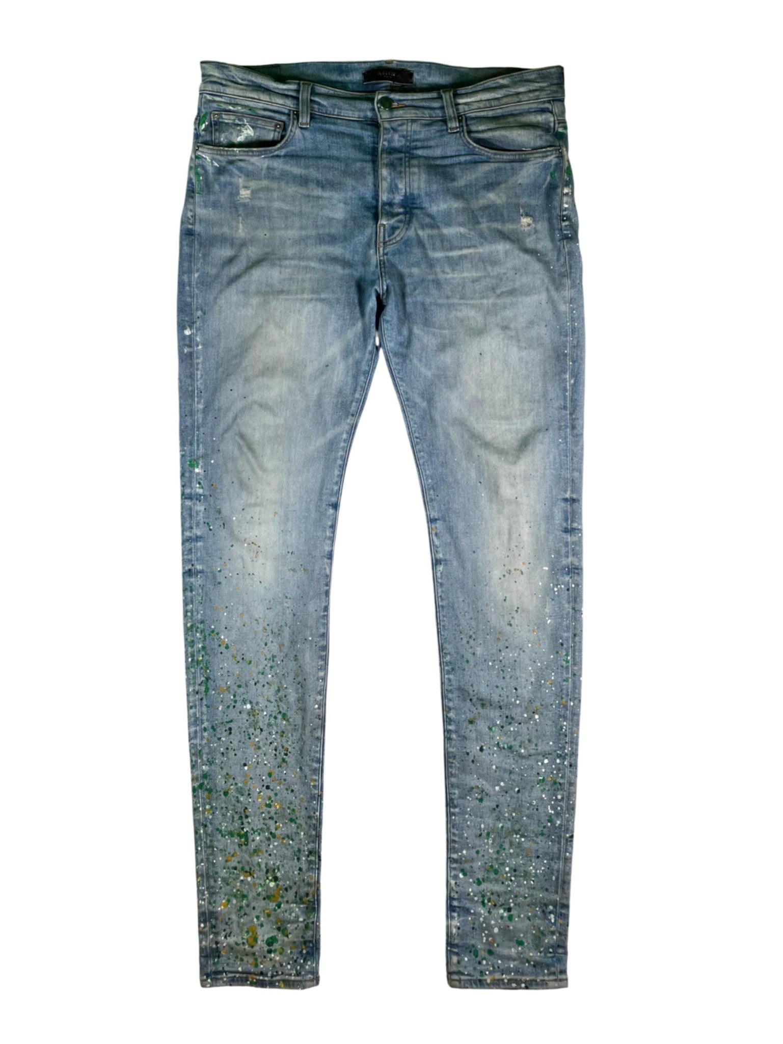Amiri Splatter Light Wash, Green & Yellow Jeans