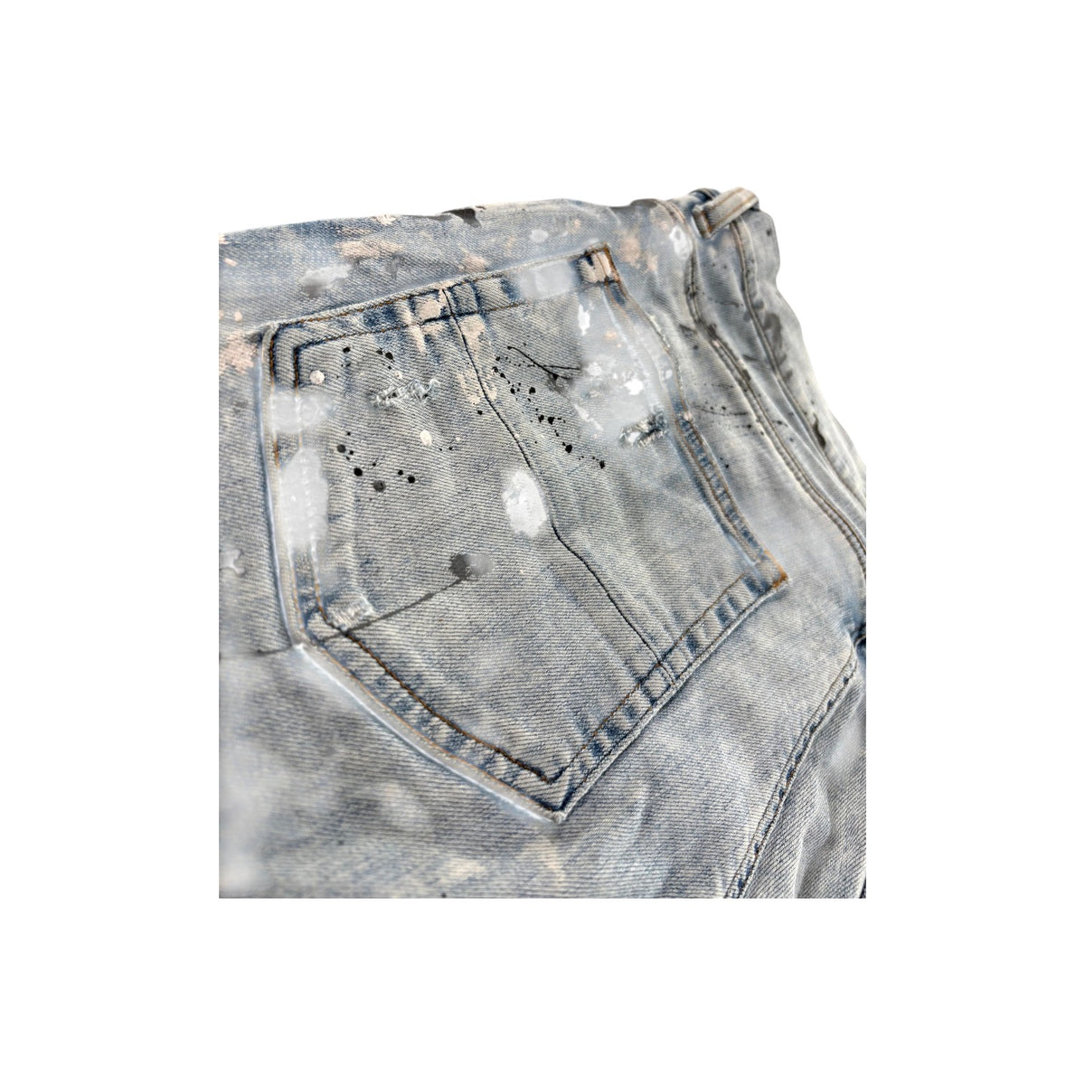 Amiri "MX1" Denim Paint Splatter Patch Light Wash Jeans (Repaired)