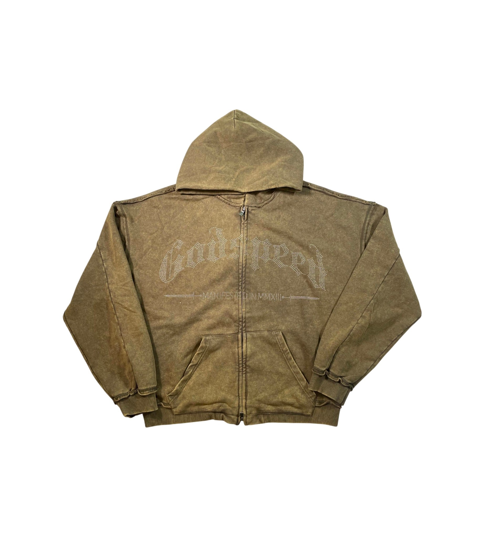 Godspeed Studded Zip Up Olive Hoodie